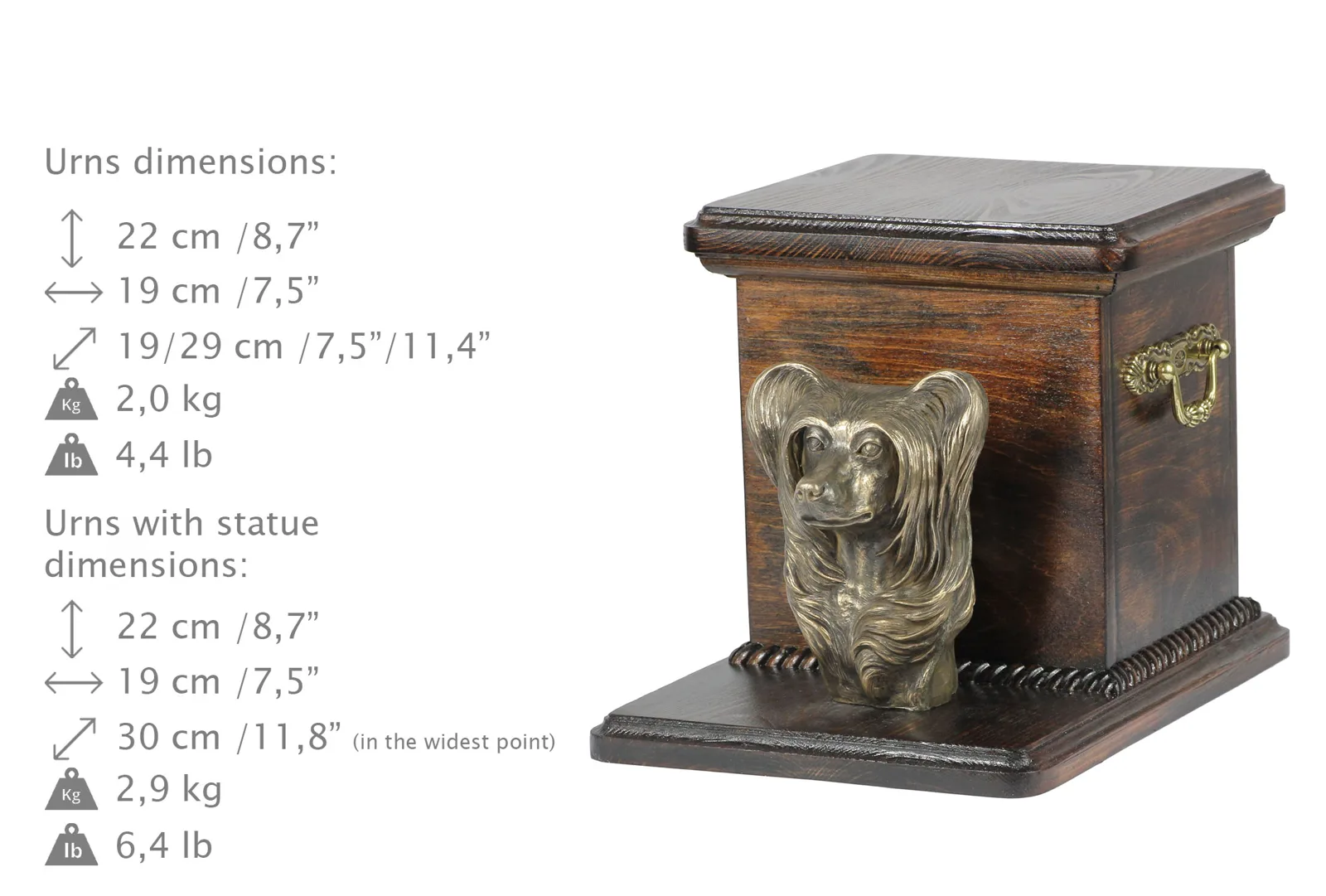 Elegante urn voor Chinese Crested Dog met hondenbuste — foto 8