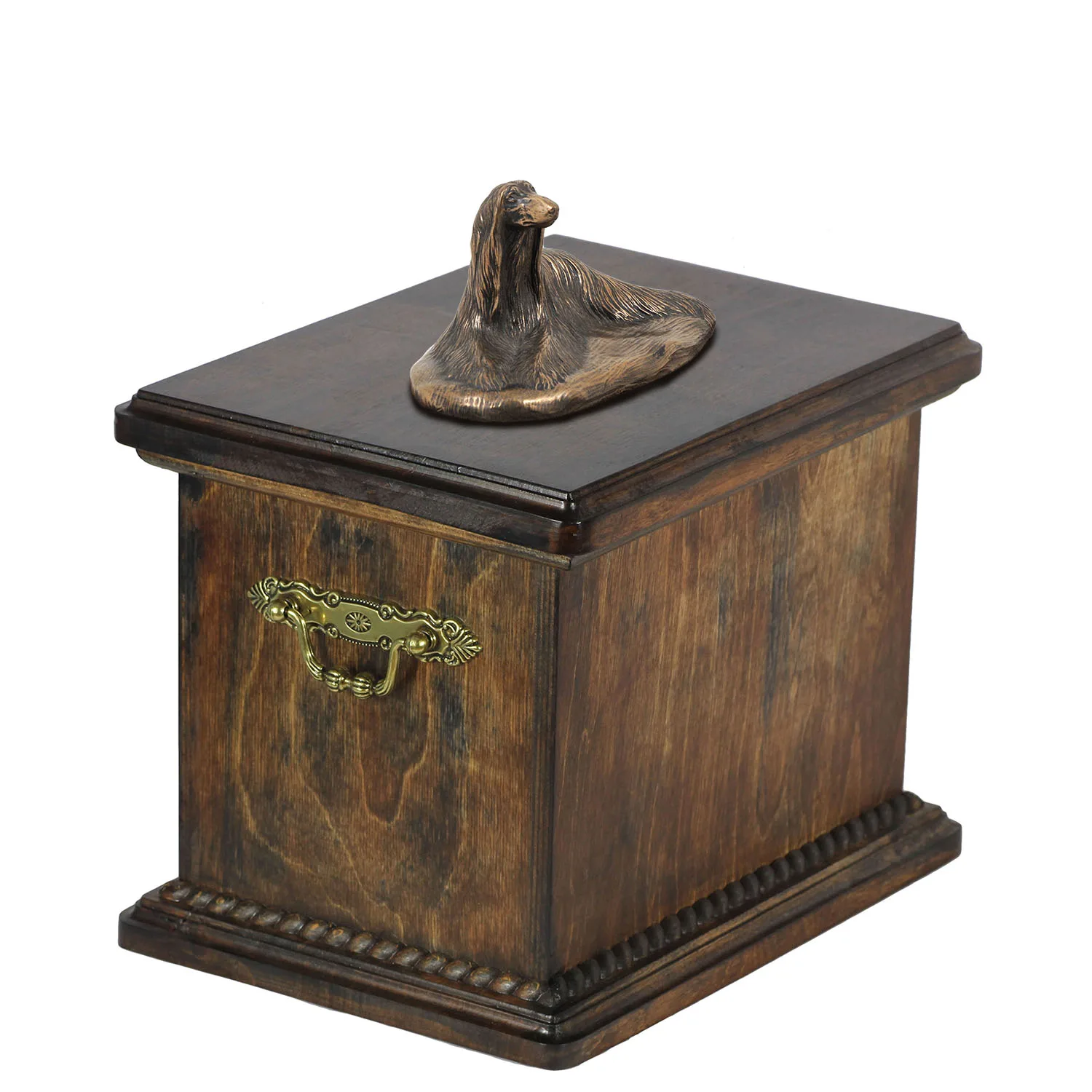 Elegante urn voor de as van een Afghaanse Hound met beeldj