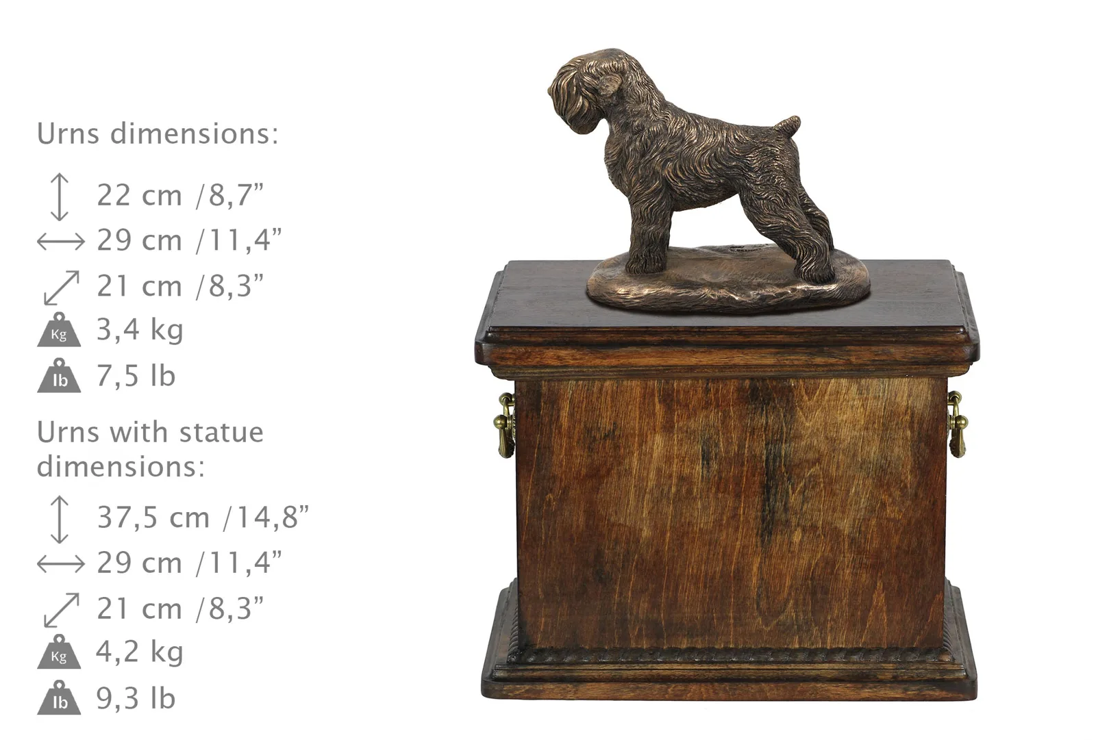 Elegante urn voor de as van een Black Russian Terrier met beeldje — foto 3