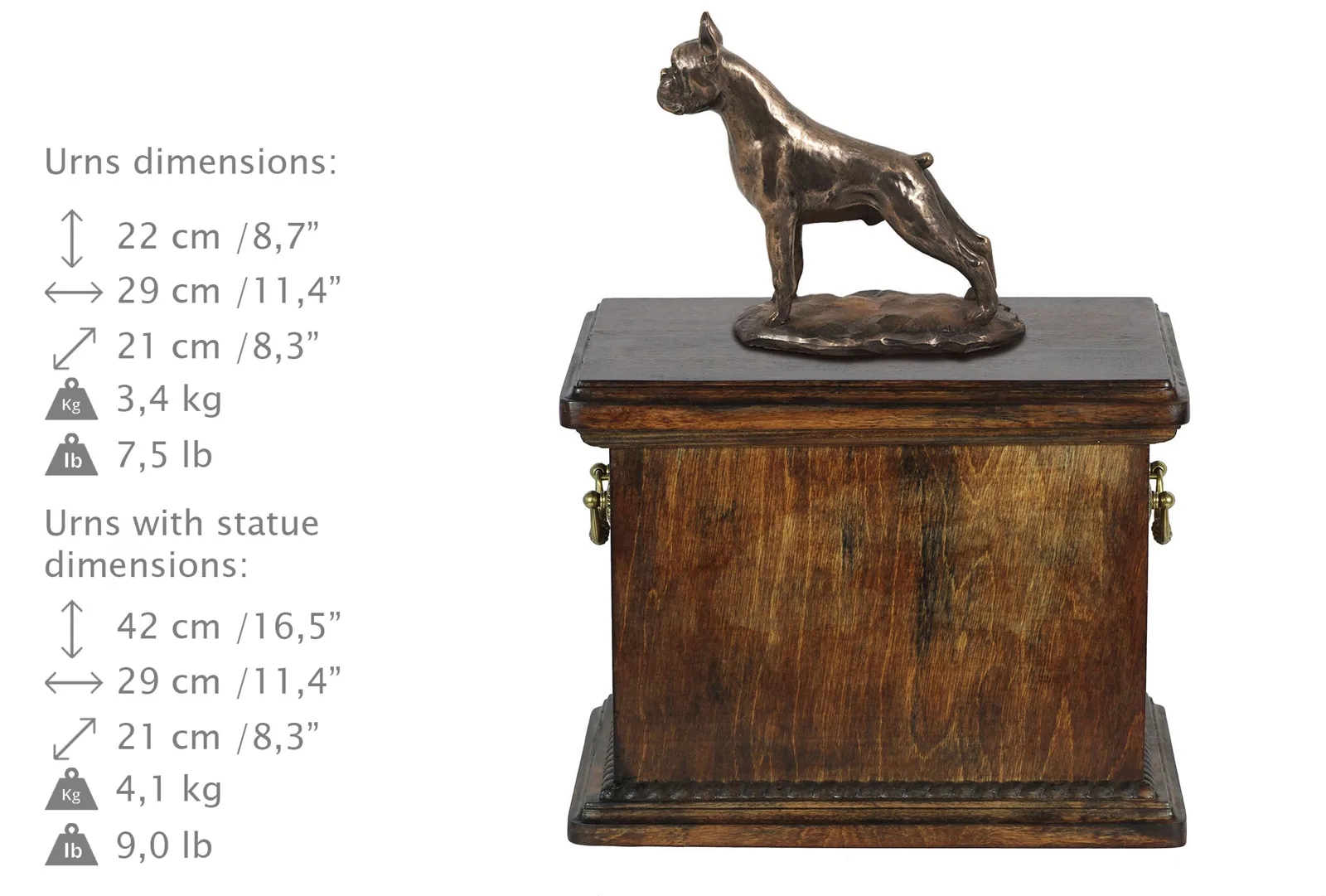 Elegante urn voor de as van een Duitse Boxer met beeldje — foto 3