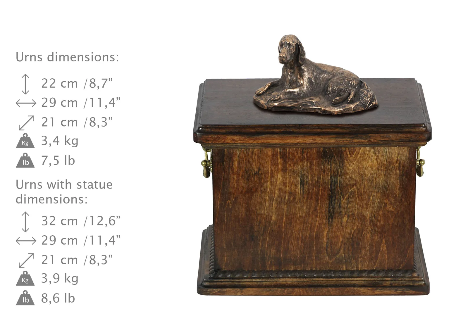 Elegante urn voor de as van een Engelse Setter met beeldje — foto 3