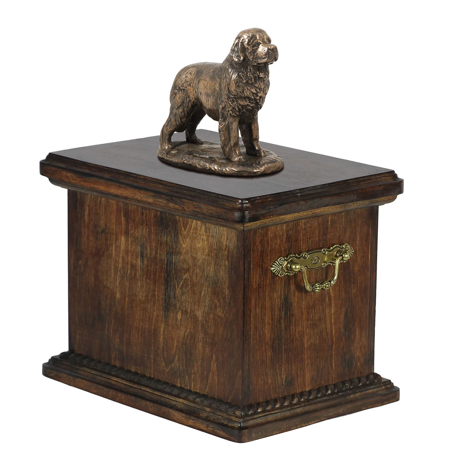 Elegante urn voor de as van een Newfoundland met beeldje