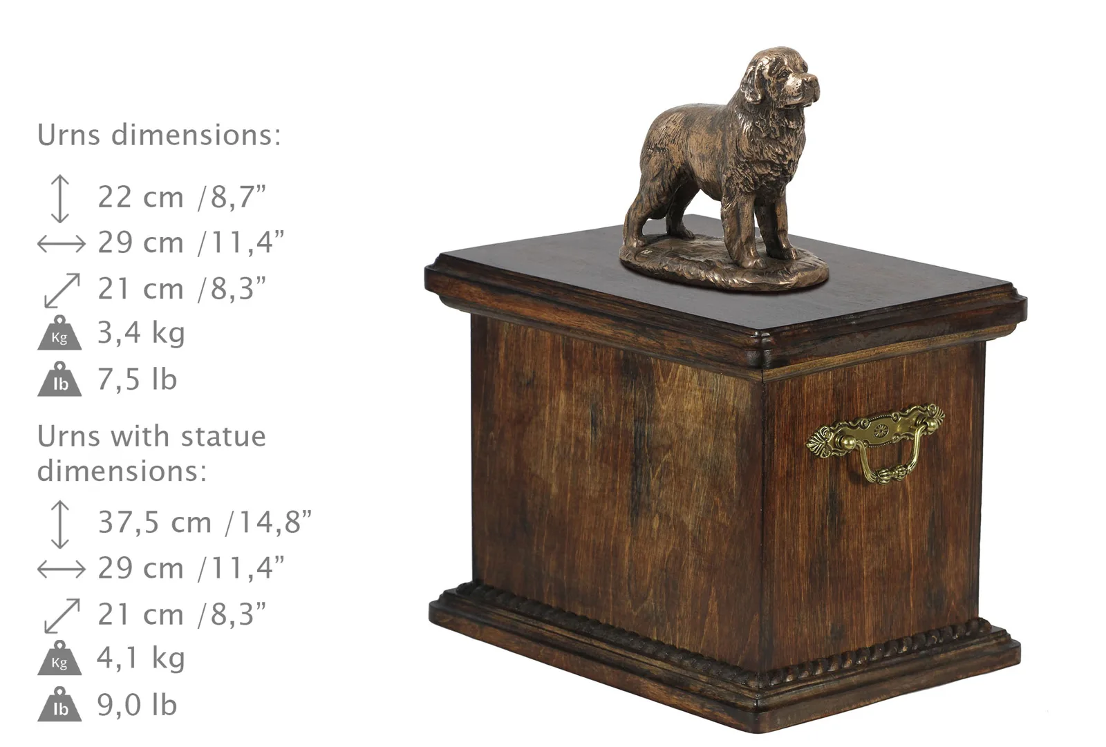 Elegante urn voor de as van een Newfoundland met beeldje — foto 3