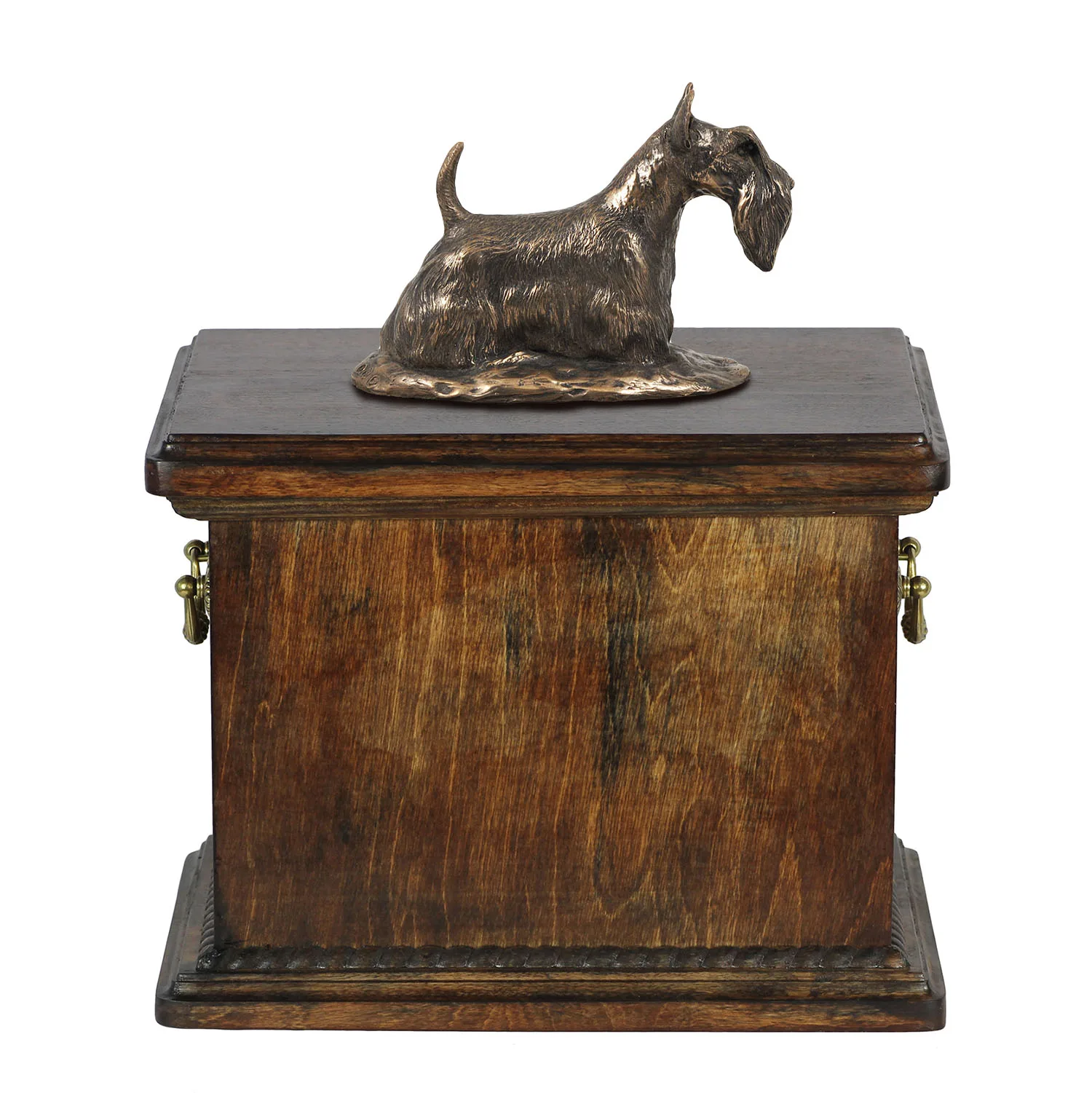 Elegante urn voor de as van een Scottish Terrier met beeldje