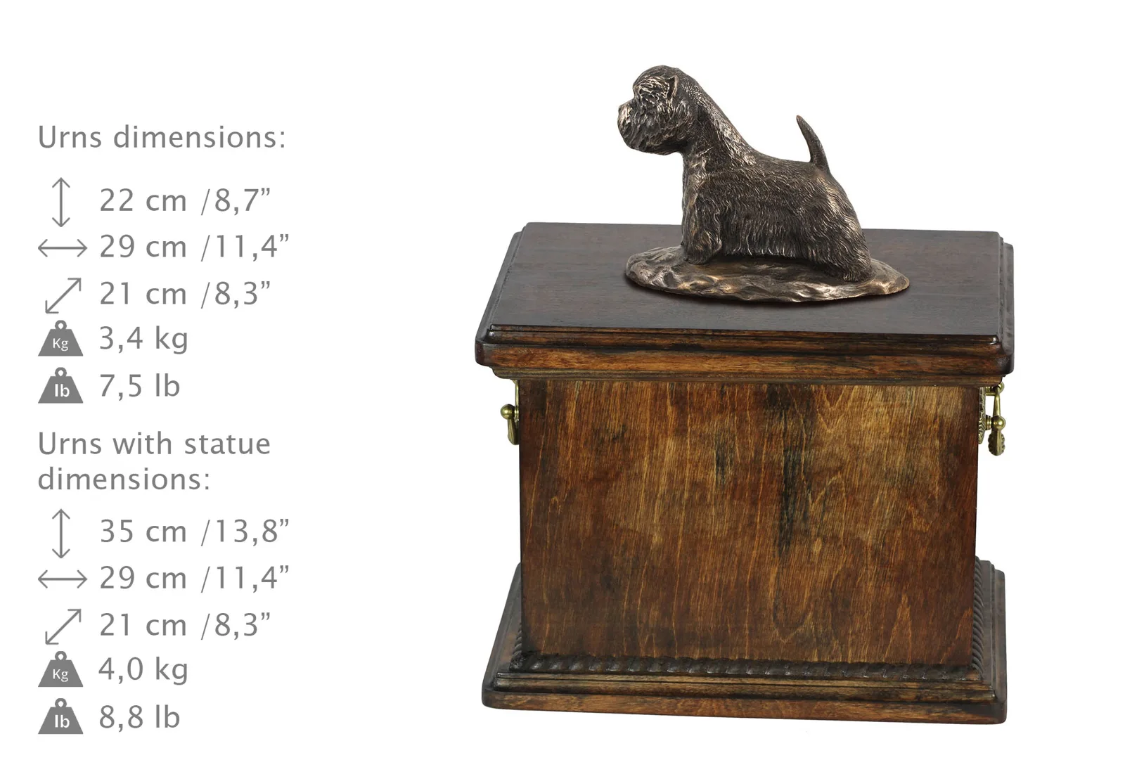 Elegante urn voor de as van een West Highland White Terrier met beeldje — foto 3