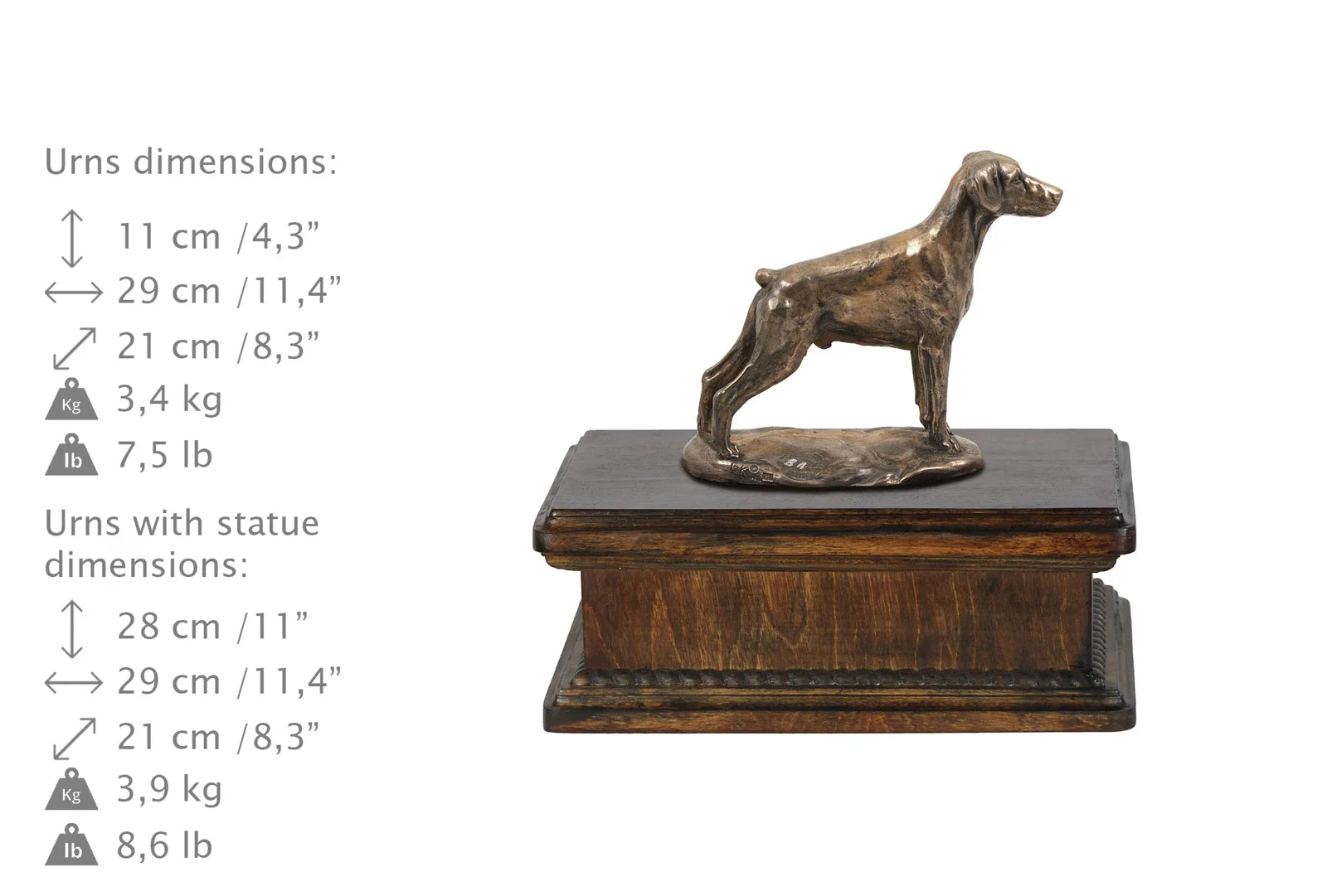 Elegante urn voor Dobermann-hondenas met beeldje — foto 3