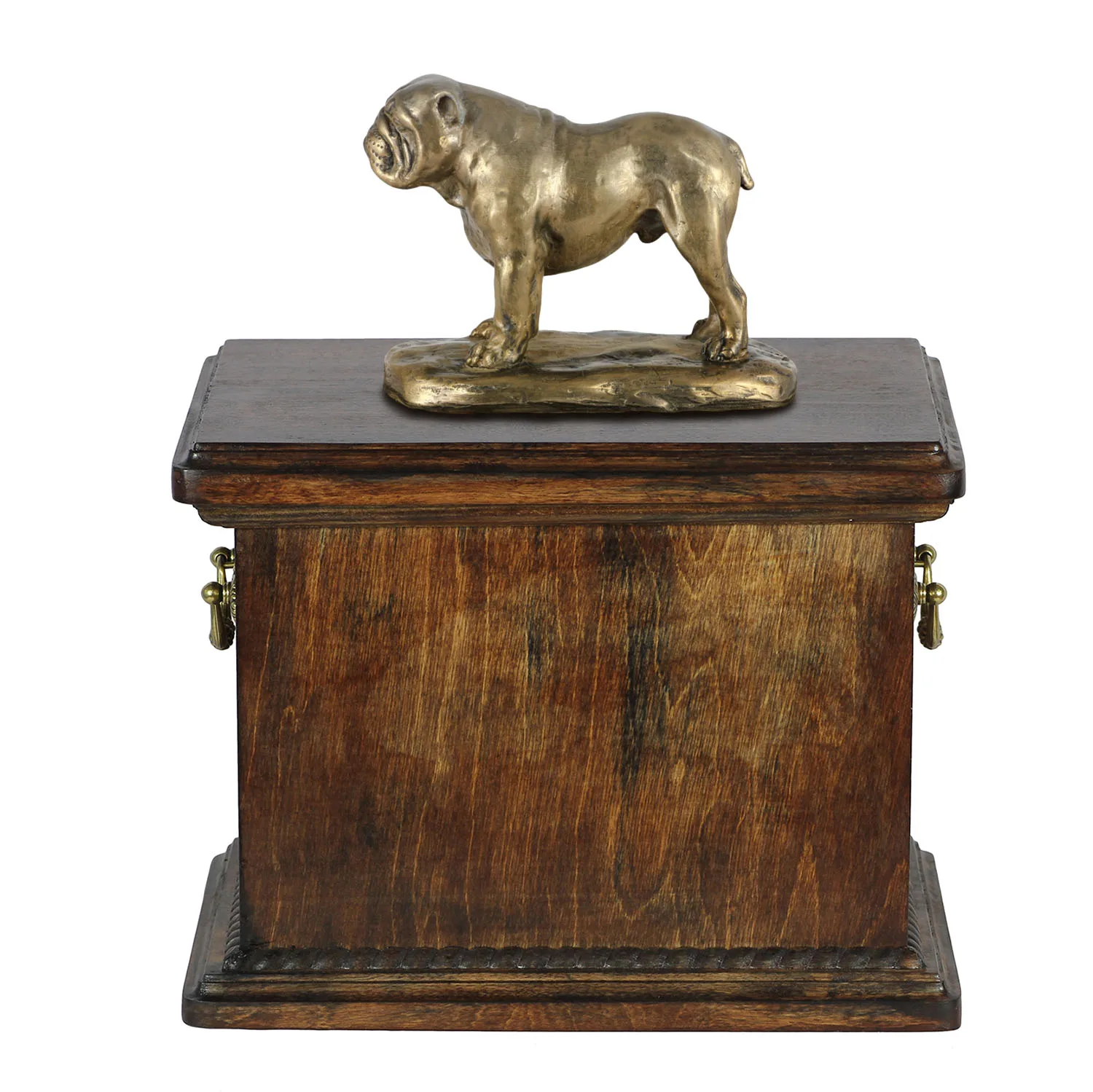 Elegante urn voor Engelse Bulldog met beeldje in klassieke stijl