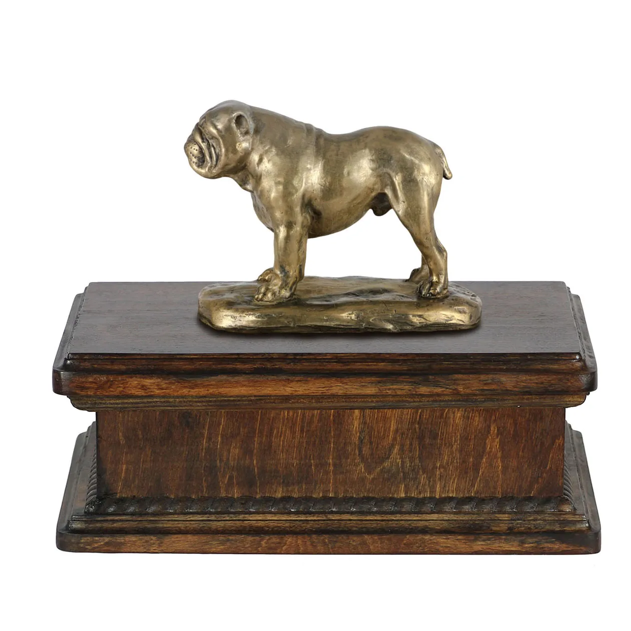 Elegante urn voor Engelse Bulldog met beeldje van hond