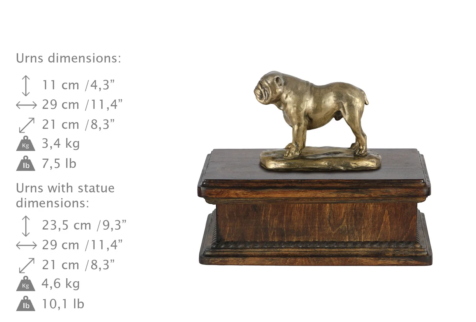 Elegante urn voor Engelse Bulldog met beeldje van hond — foto 3