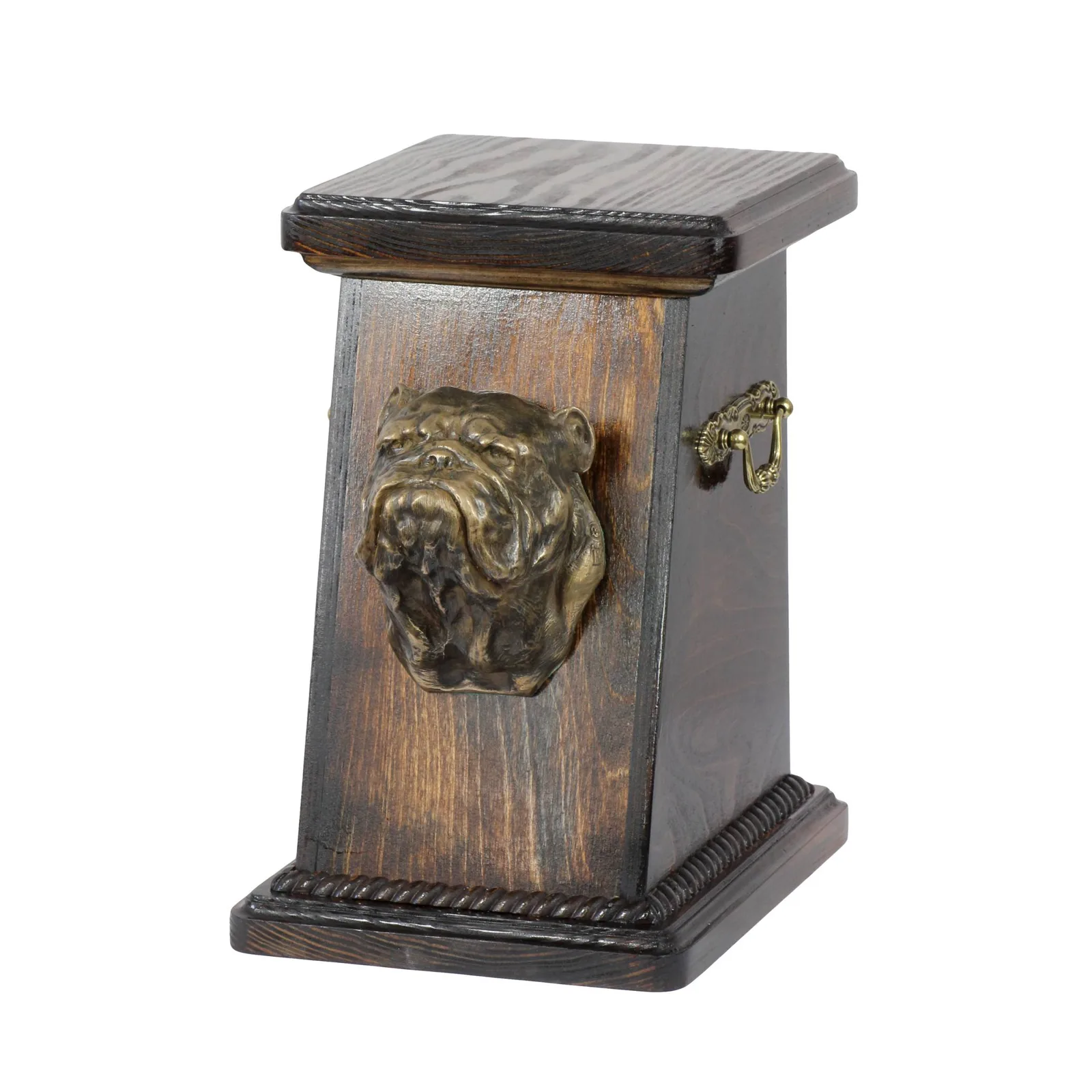 Elegante urn voor Engelse Bulldog met hondenbuste ter nagedachtenis