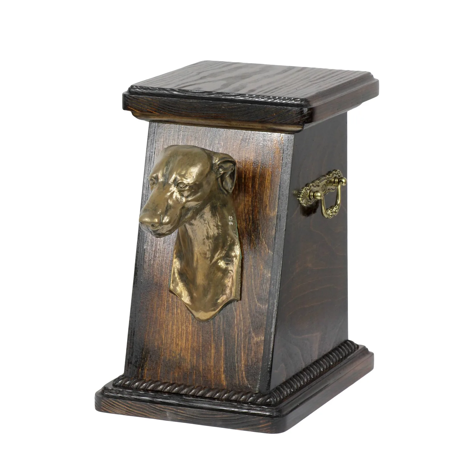 Elegante urn voor Engelse Greyhound met hondenbuste ter nagedachtenis
