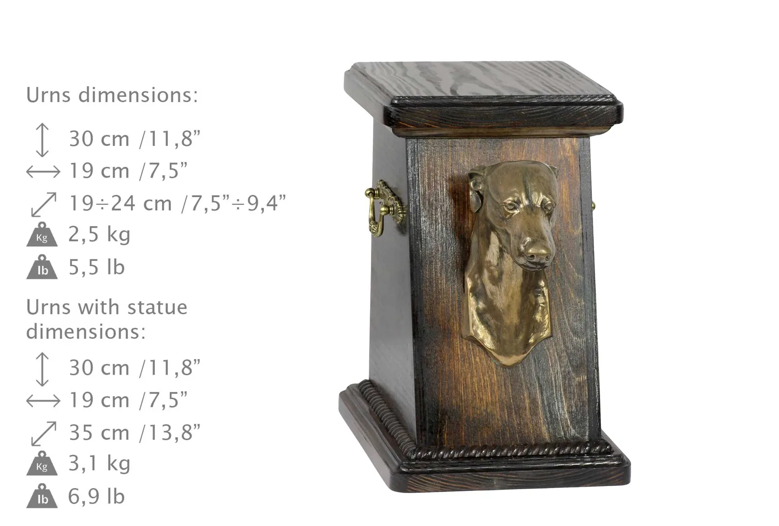 Elegante urn voor Engelse Greyhound met hondenbuste ter nagedachtenis — foto 6