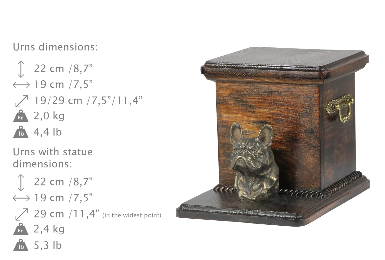 Elegante urn voor Franse Bulldog met hondenbuste — foto 8