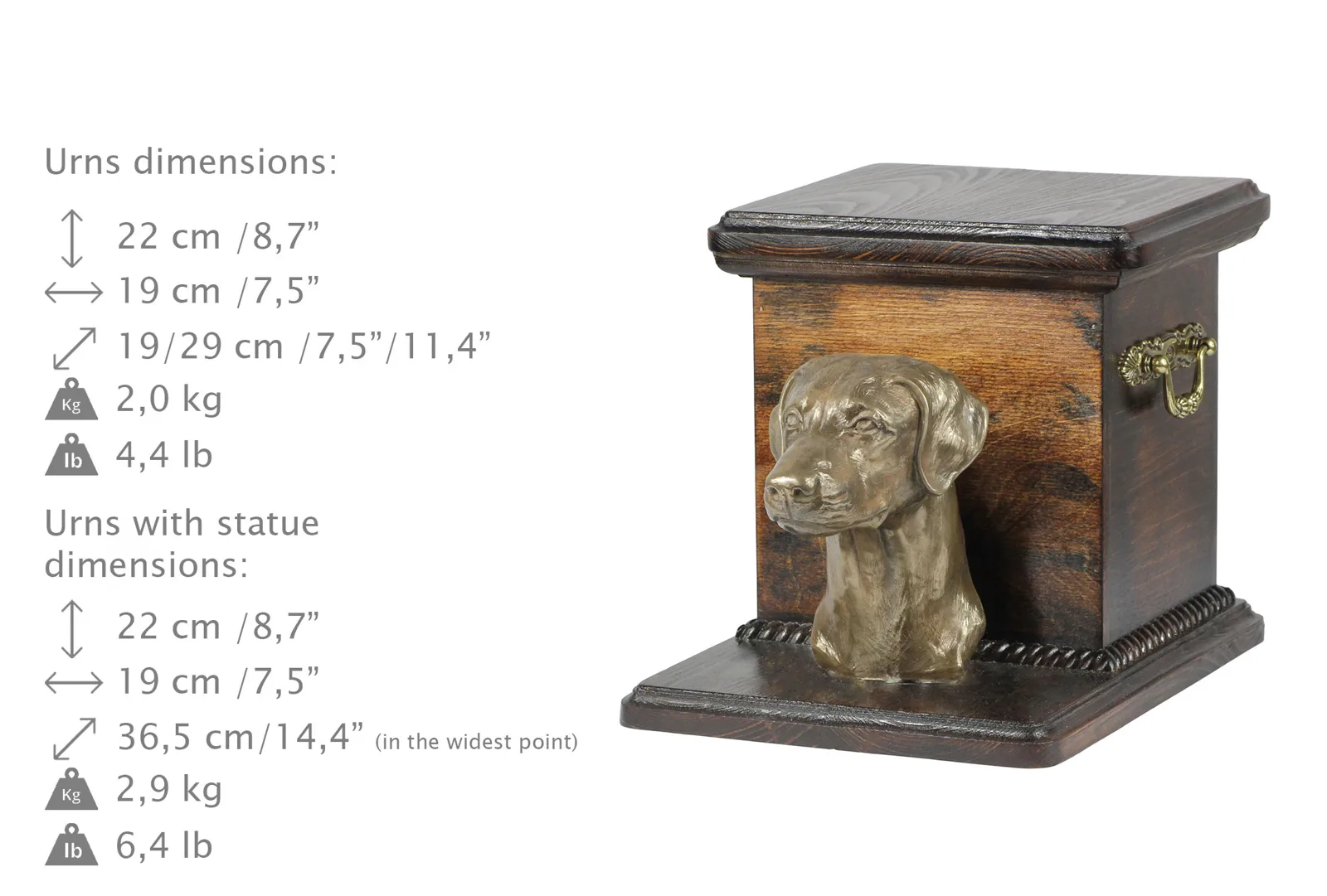 Elegante urn voor hond met beeldje van Dobermann – unieke hondenurn — foto 8