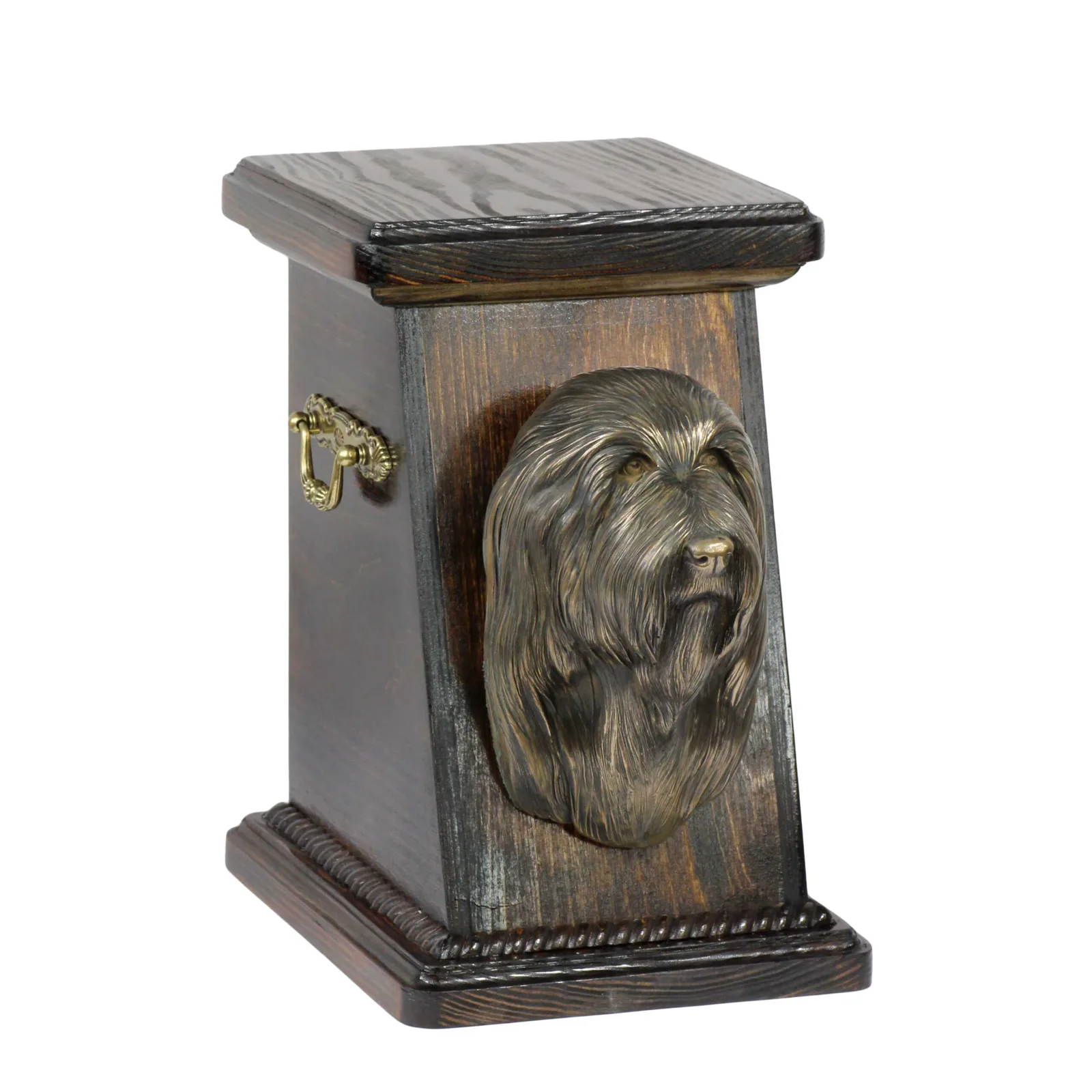 Elegante urn voor hondenas met beeld van Bearded Collie, Highland Collie, Mountain Collie