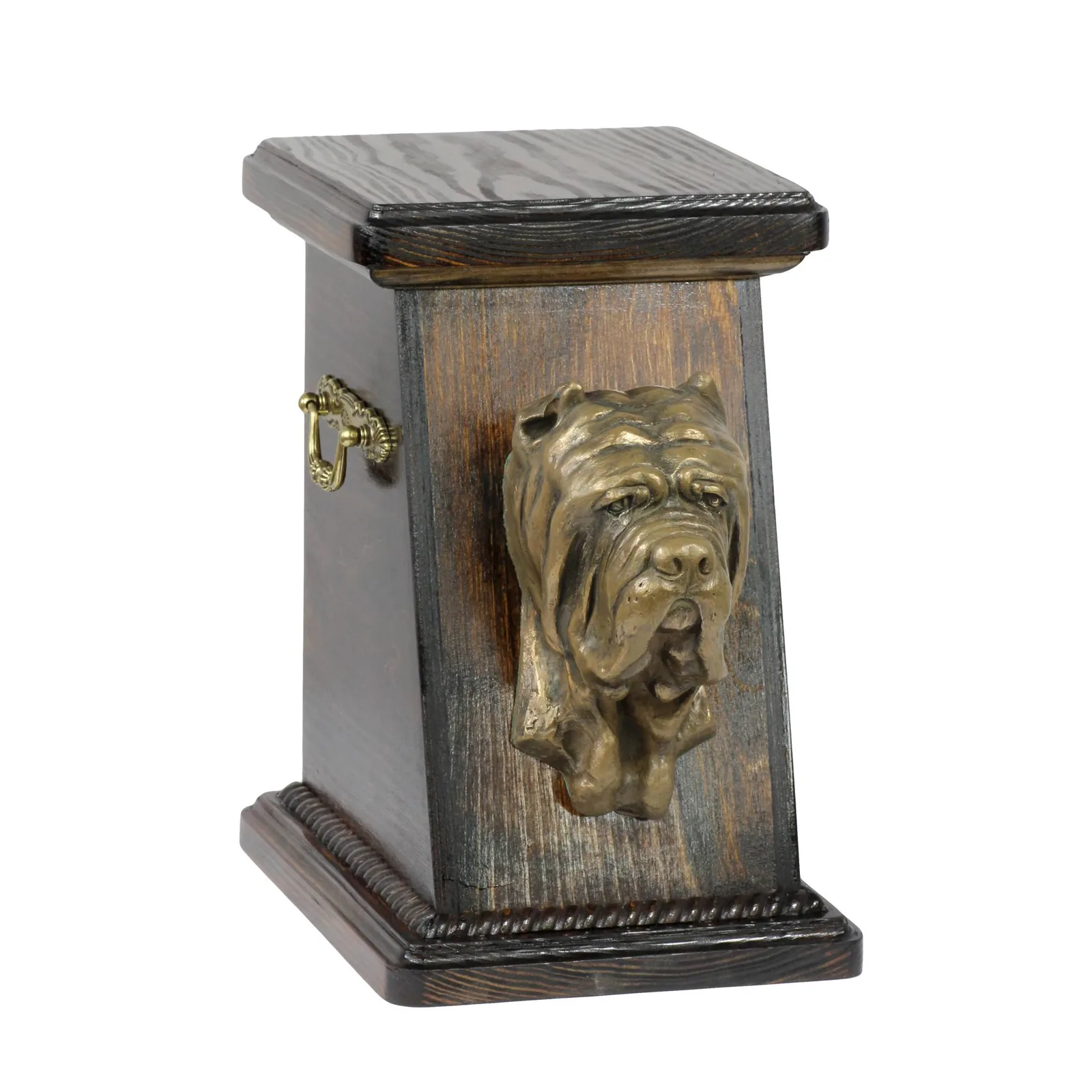 Elegante urn voor hondenas met beeld van Neapolitaanse Mastiff