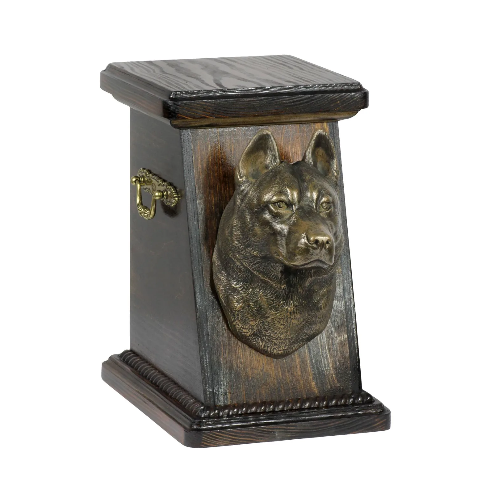 Elegante urn voor hondenas met beeld van Siberische Husky en Chukcha