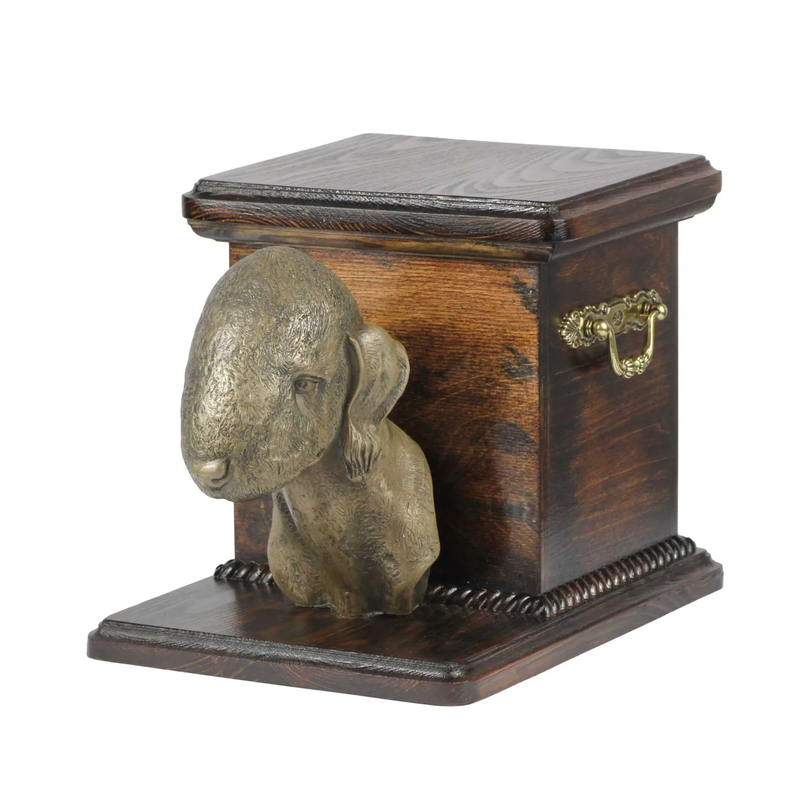Elegante urn voor hondenas met beeldje van Bedlington Terrier