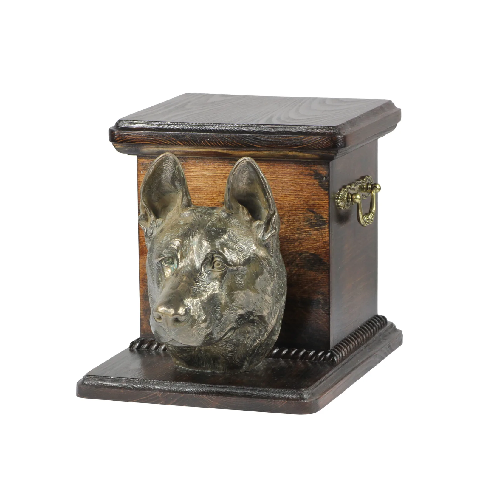 Elegante urn voor hondenas met beeldje van Duitse Herder