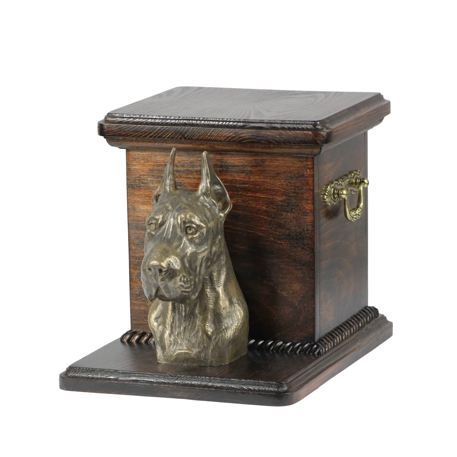 Elegante urn voor hondenas met beeldje van een Deense Dog