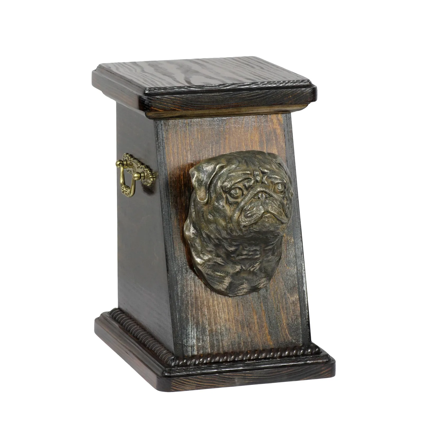 Elegante urn voor hondenas met beeldje van een Pug