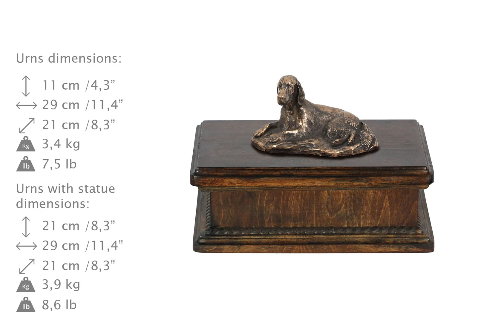 Elegante urn voor hondenas met beeldje van Engelse Setter — foto 3