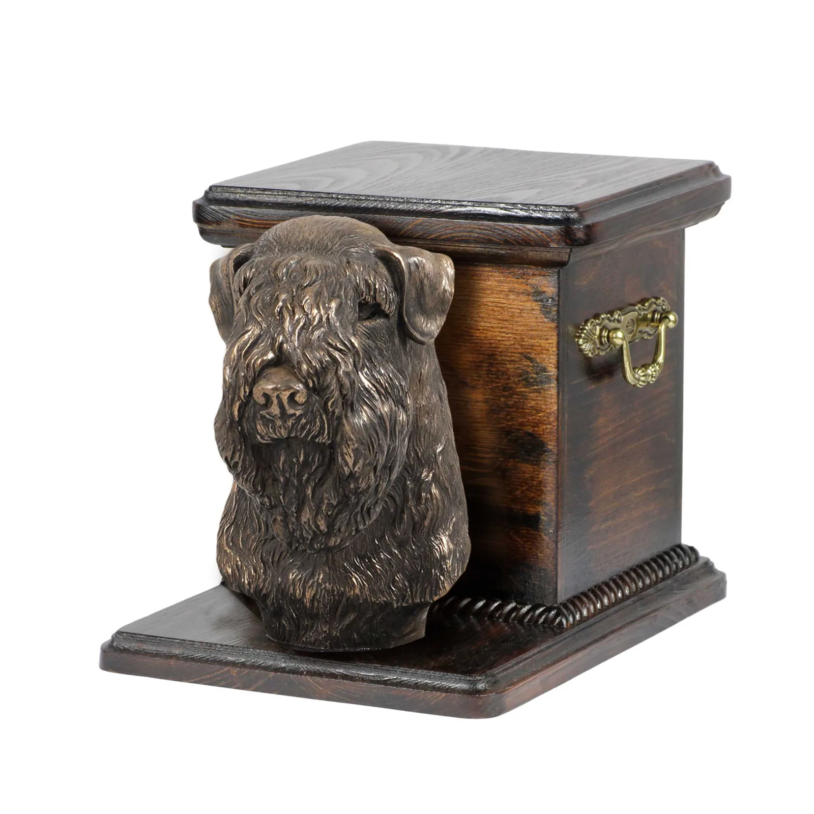 Elegante urn voor hondenas met beeldje van Ierse Soft Coated Wheaten Terrier