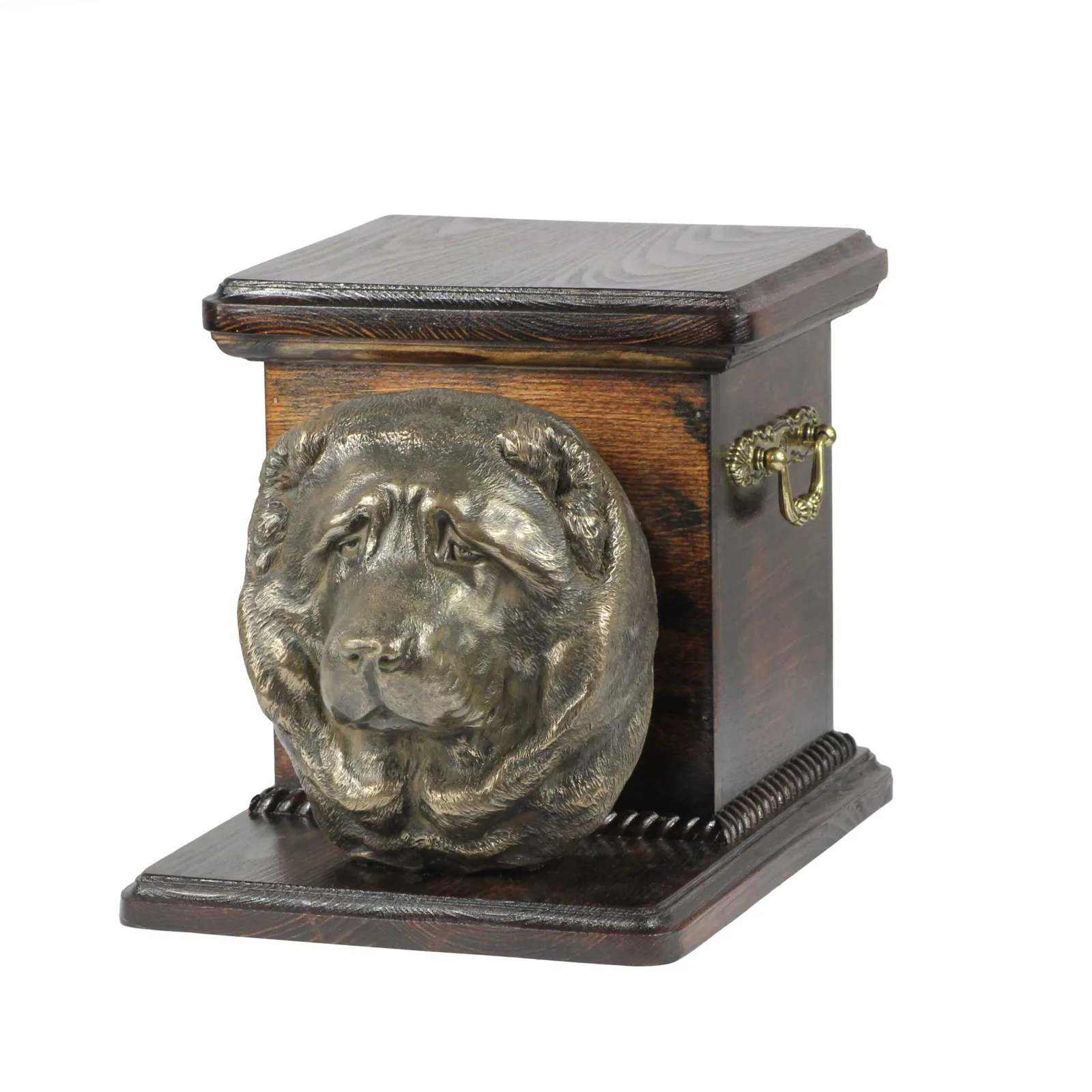 Elegante urn voor hondenas met beeldje van Kaukasische Herder