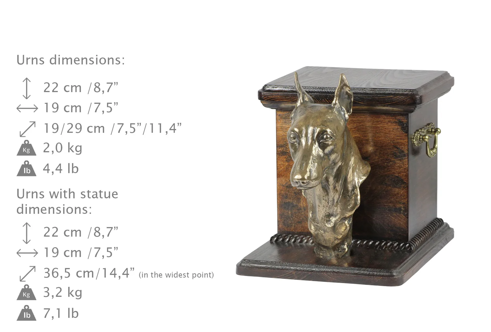 Elegante urn voor hondenas met beeldje van Miniature Pinscher — foto 8