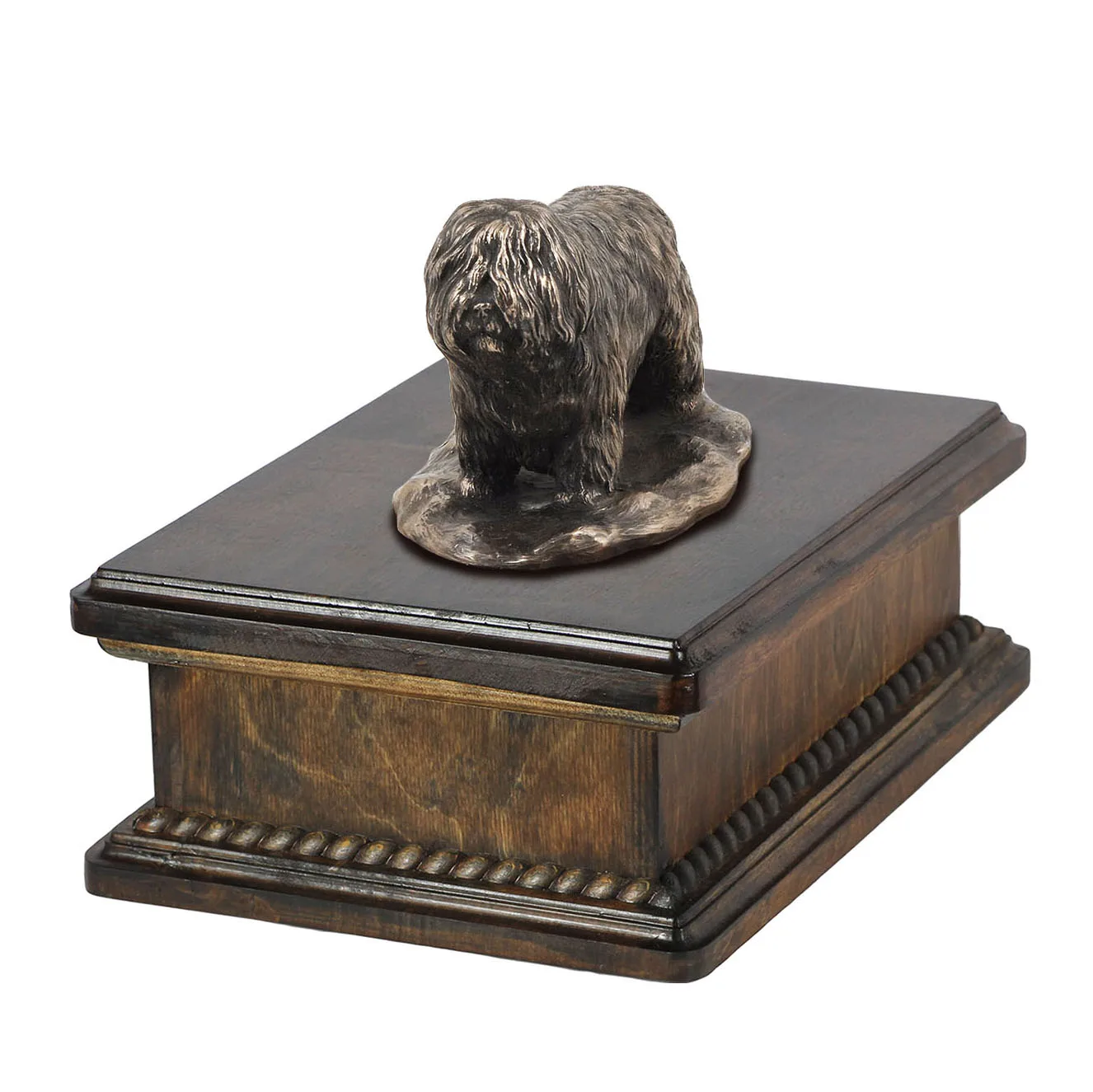 Elegante urn voor hondenas met beeldje van Poolse Laaglandhond — foto 2