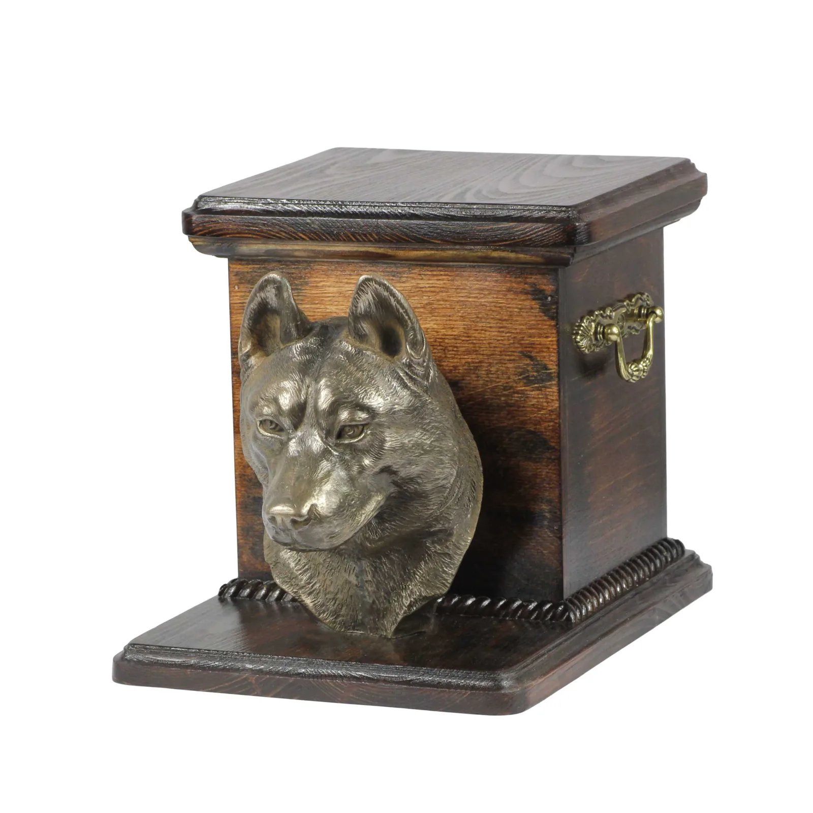 Elegante urn voor hondenas met beeldje van Siberische Husky
