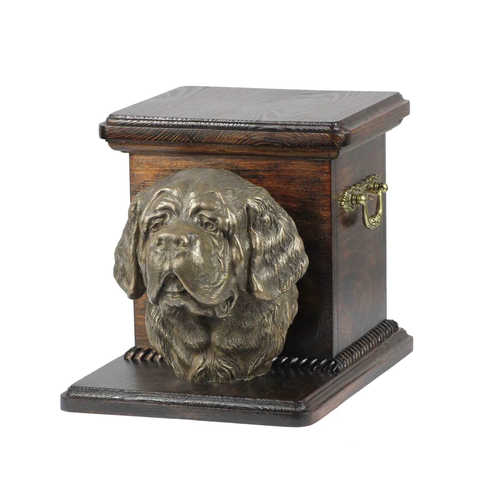 Elegante urn voor hondenas met beeldje van St. Bernard