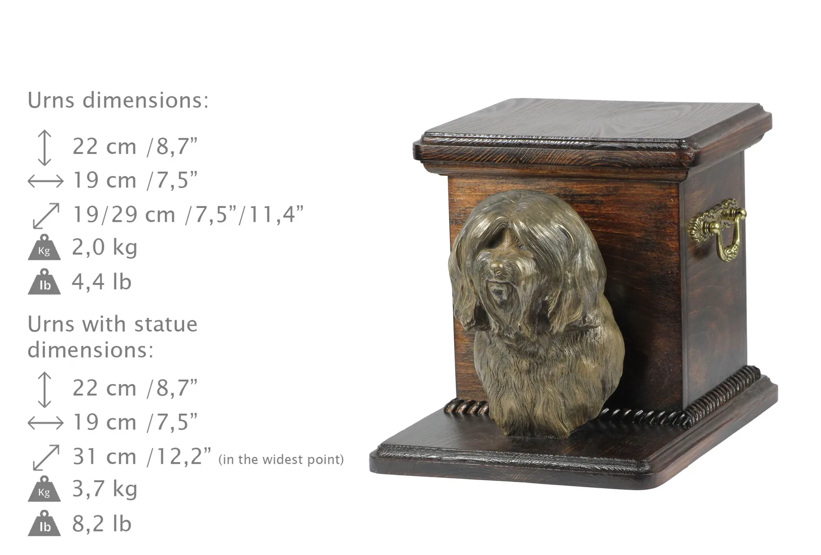 Elegante urn voor hondenas met beeldje van Tibetaanse Terrier, Tsang Apso, Dokhi Apso — foto 8