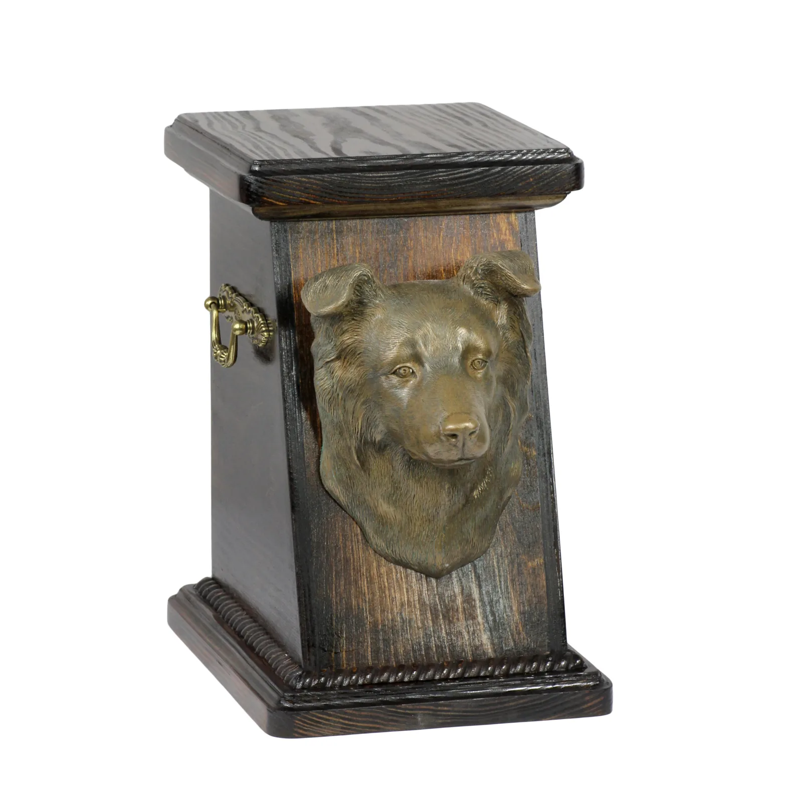 Elegante urn voor hondenas met Border Collie beeldje