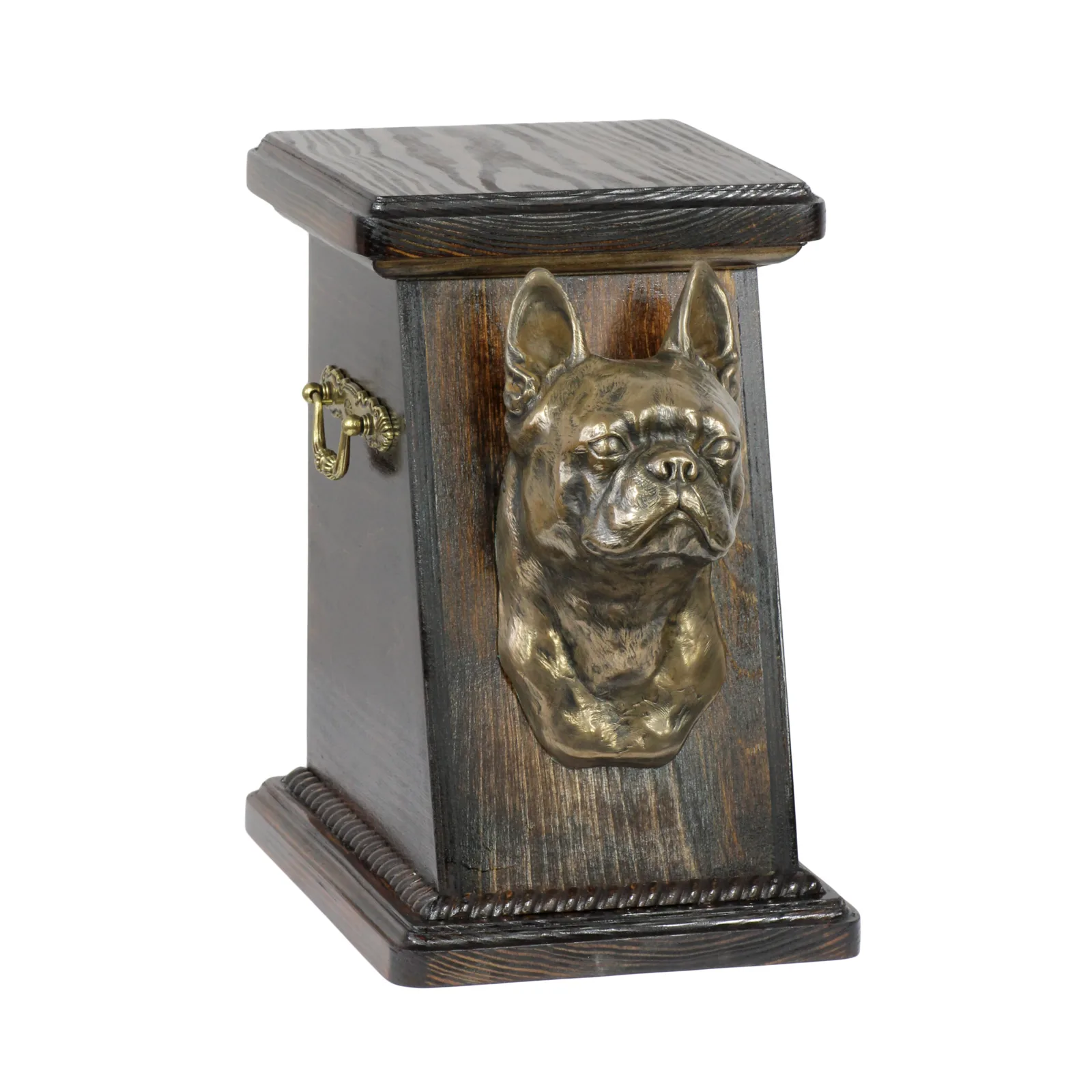 Elegante urn voor hondenas met Boston Terrier beeldje
