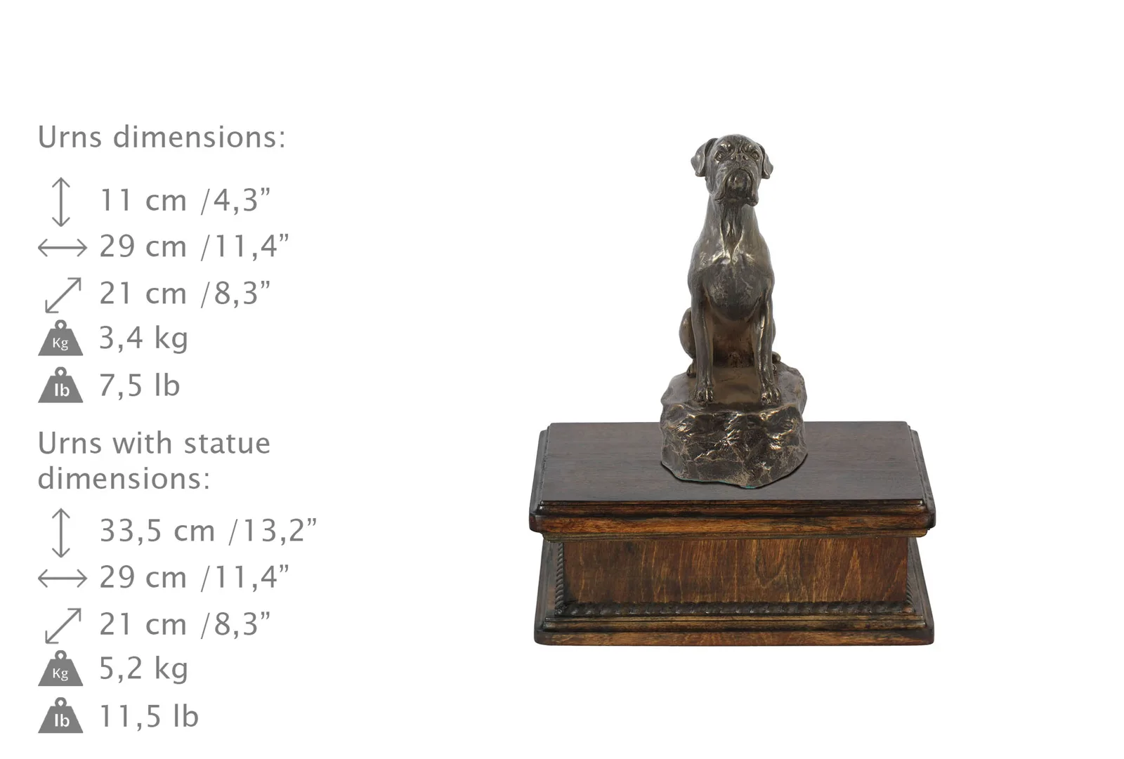 Elegante urn voor hondenas met Boxer beeldje — foto 3