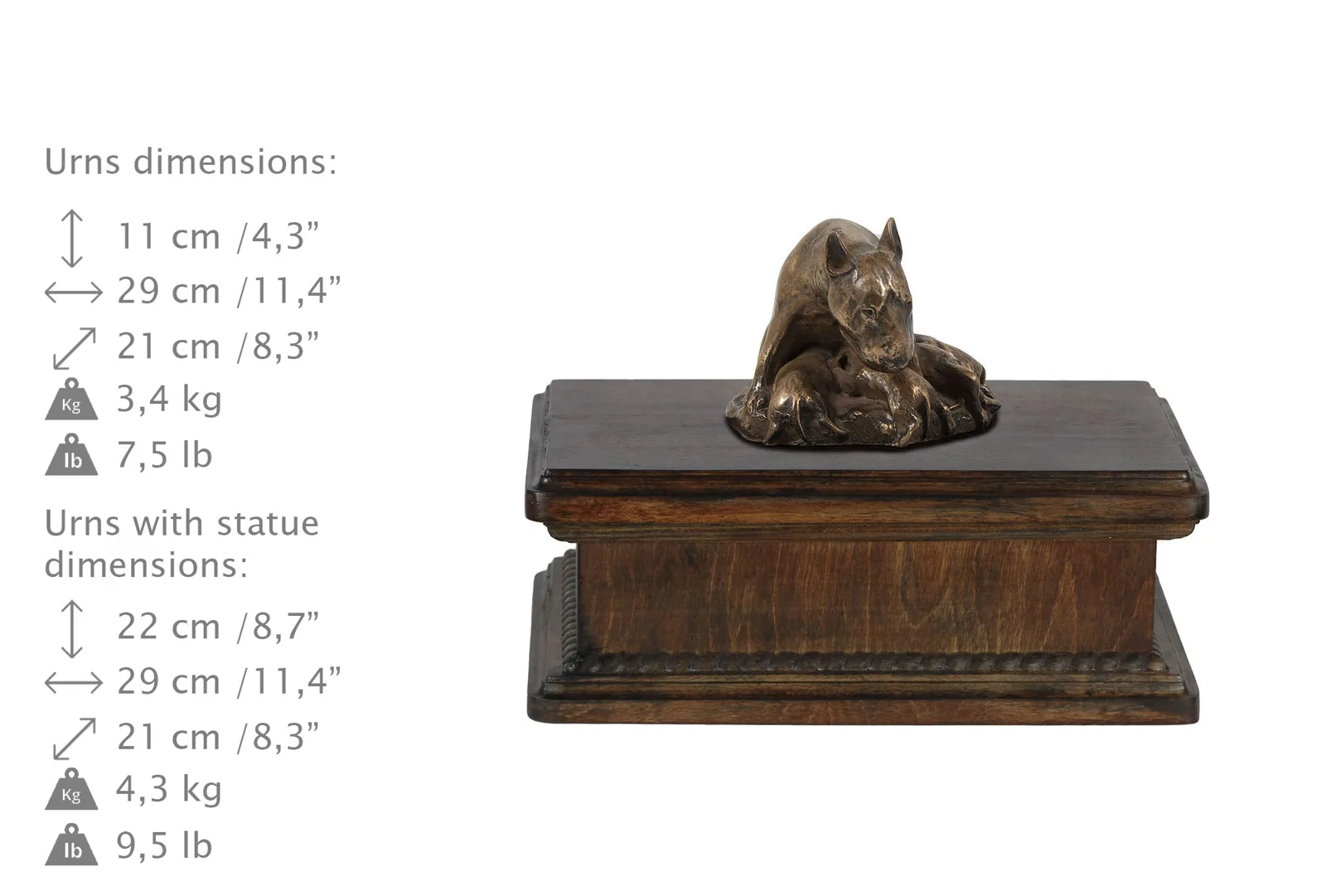 Elegante urn voor hondenas met Bull Terrier beeldje — foto 3