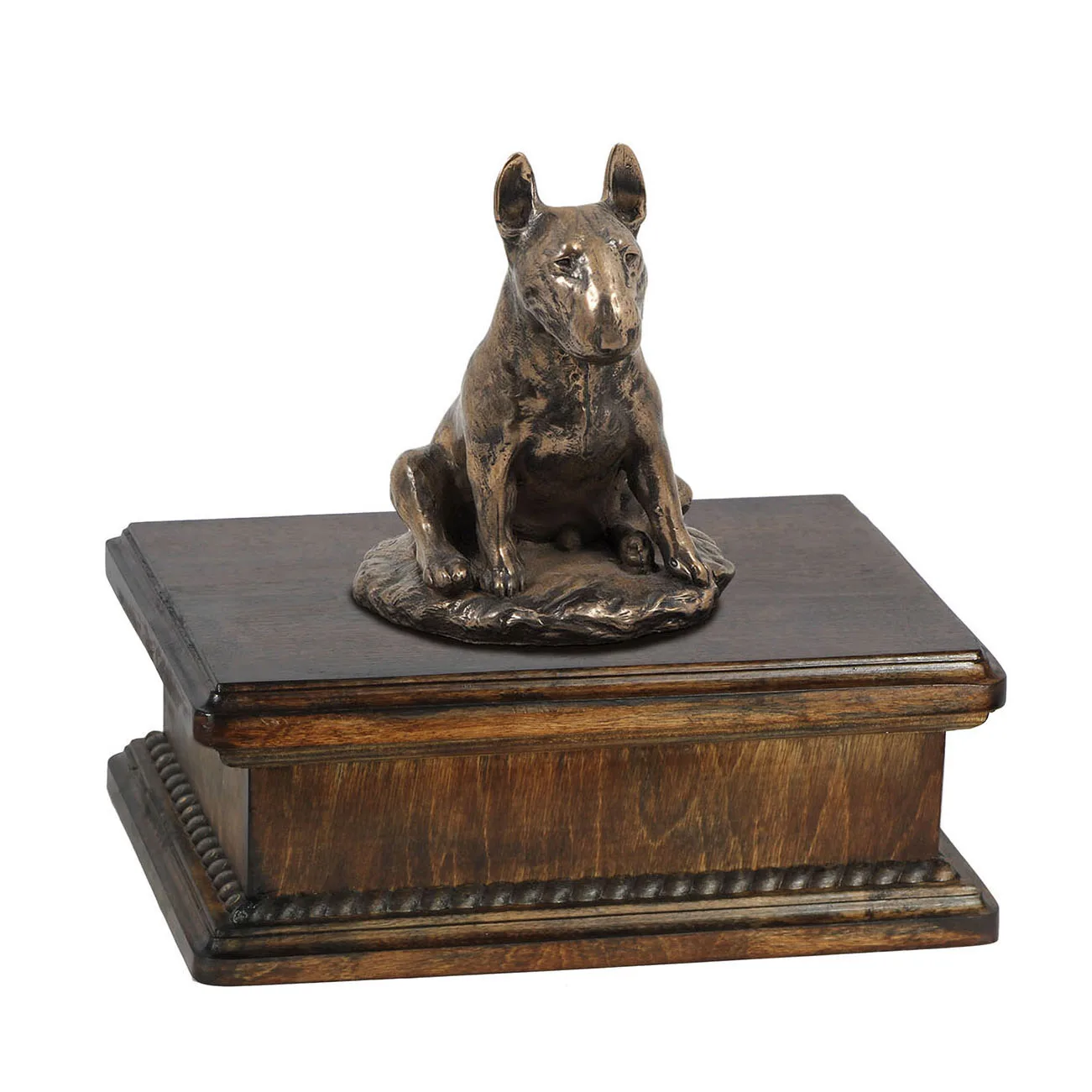 Elegante urn voor hondenas met Bull Terrier beeldje
