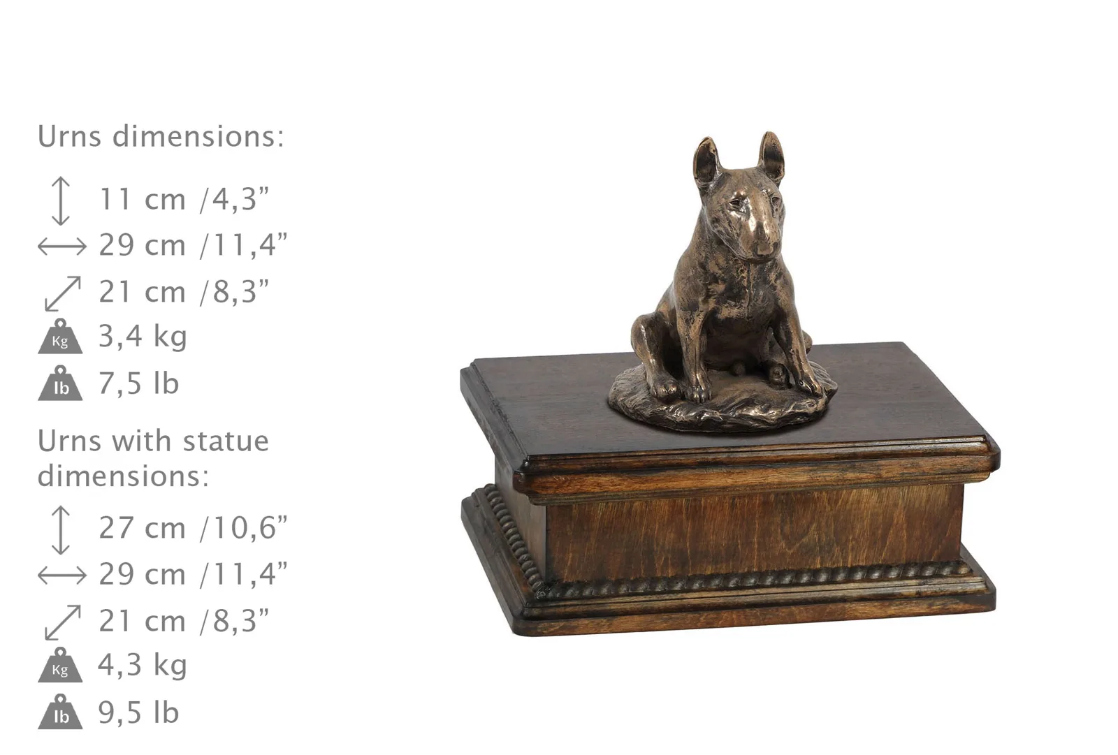 Elegante urn voor hondenas met Bull Terrier beeldje — foto 3