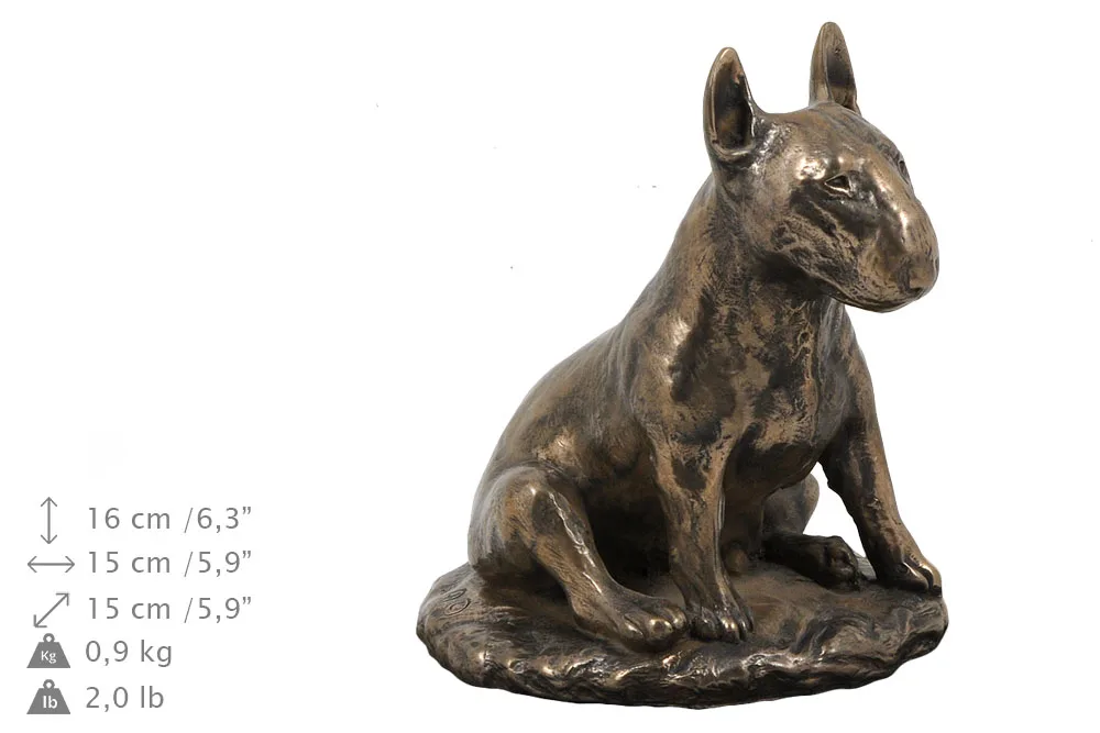 Elegante urn voor hondenas met Bull Terrier beeldje — foto 4