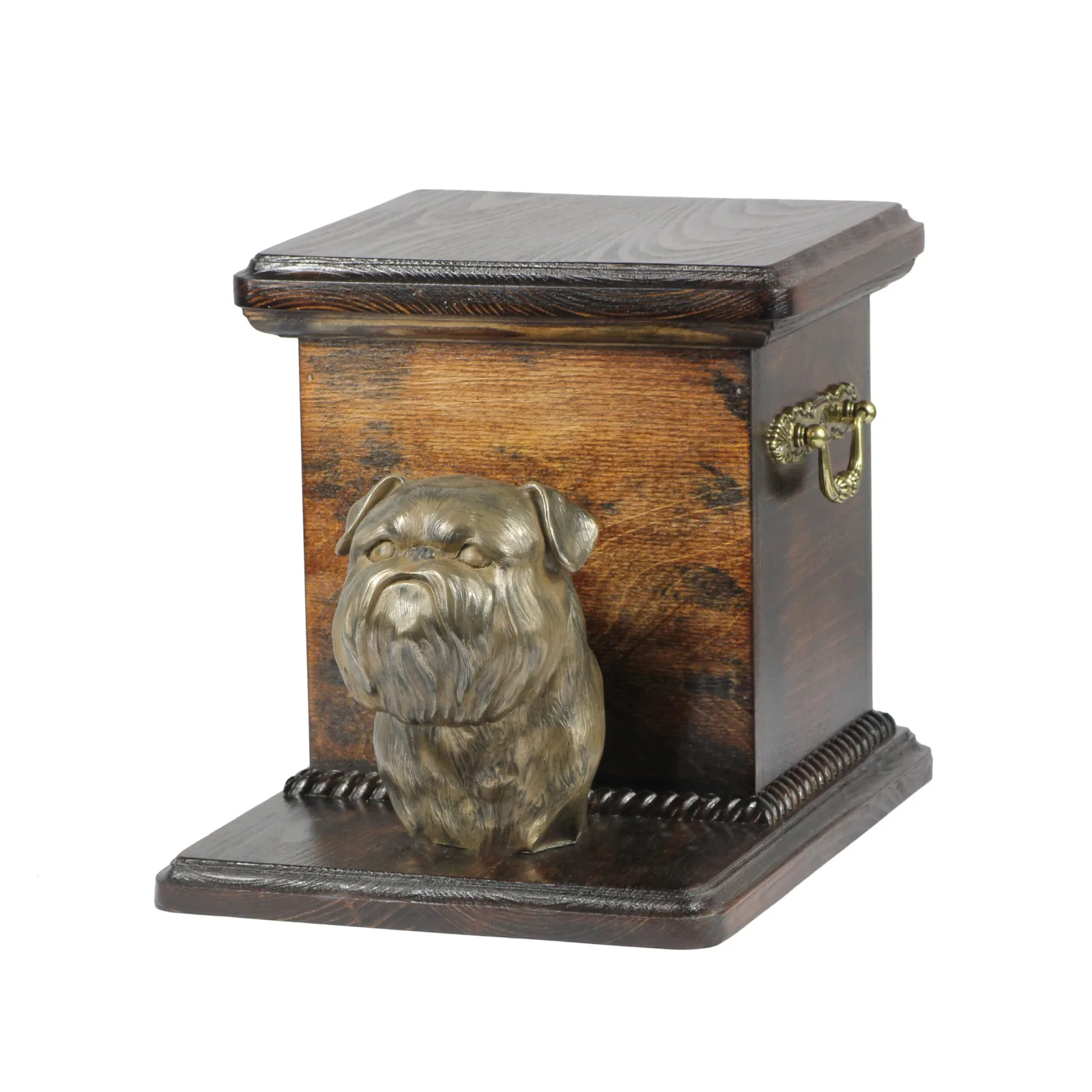 Elegante urn voor hondenas met bust van Griffon Bruxellois