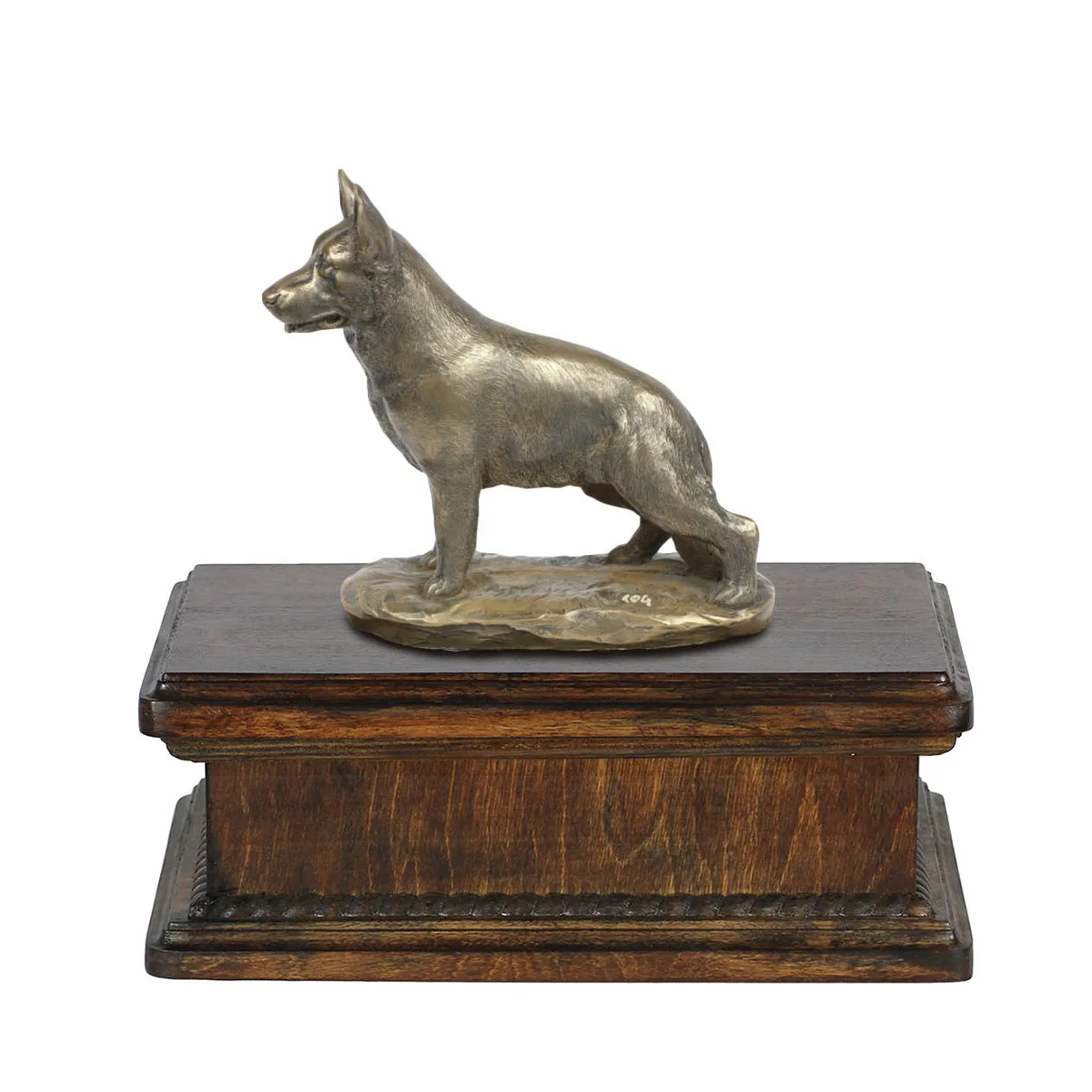 Elegante urn voor hondenas met Duitse Herder beeldje