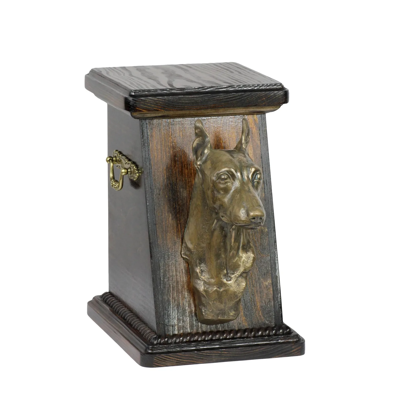 Elegante urn voor hondenas met Miniature Pinscher beeldje