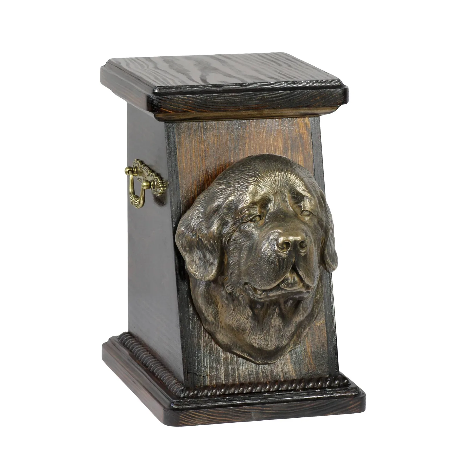 Elegante urn voor hondenas met Newfoundlander beeldje