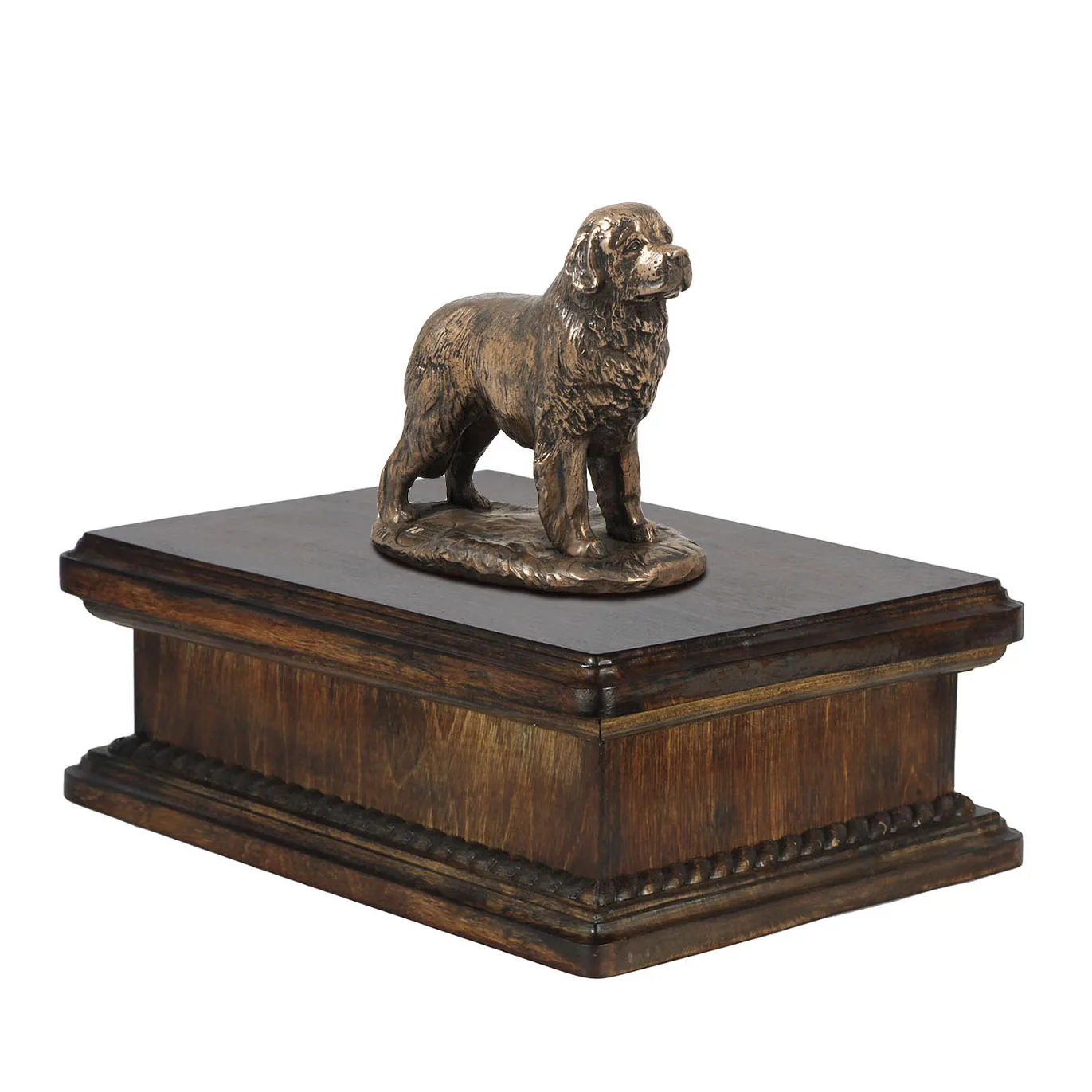 Elegante urn voor hondenas met Newfoundlander beeldje