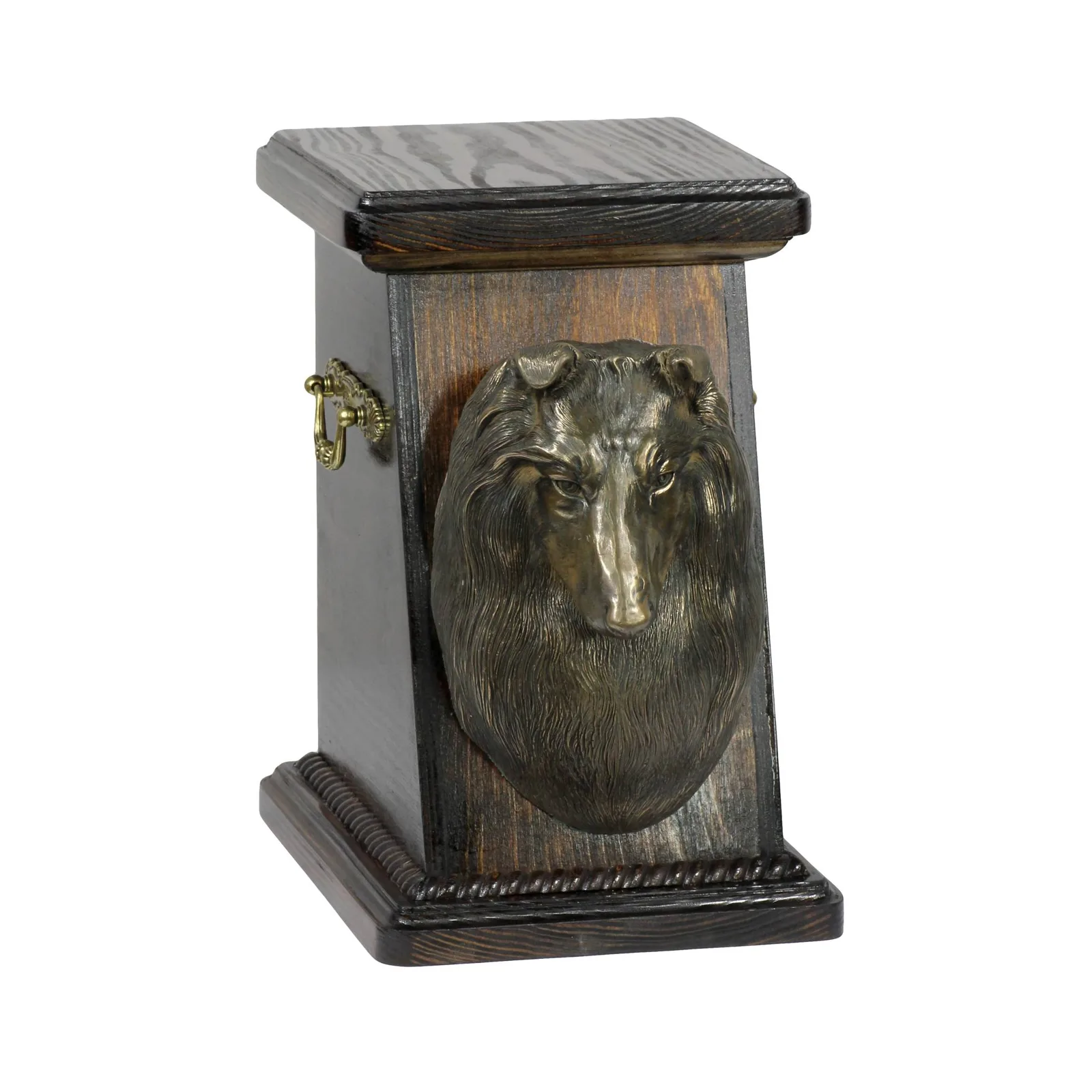 Elegante urn voor hondenas van Schotse Herdershond met beeldje
