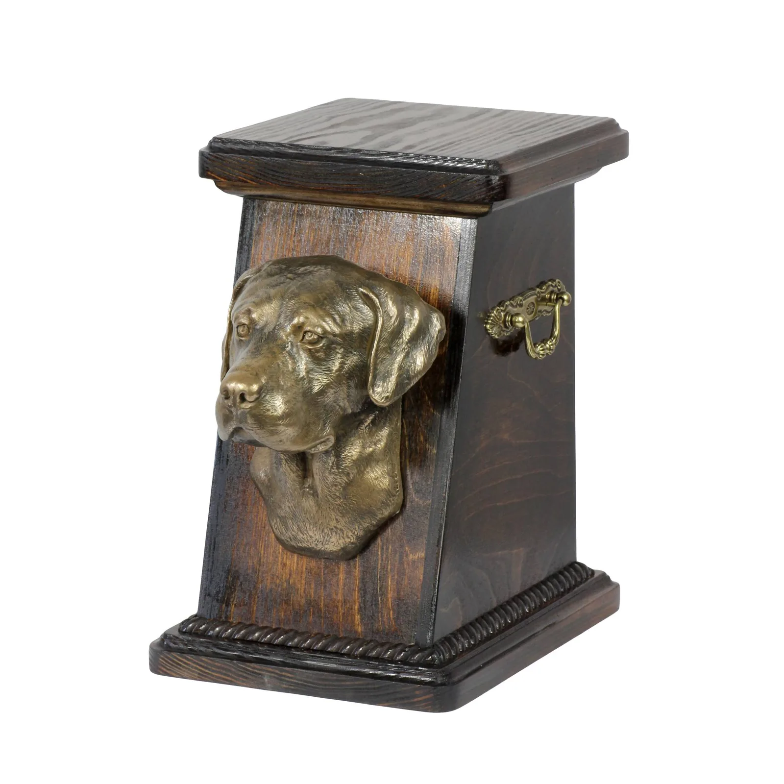 Elegante urn voor Labrador Retriever as, met hondenbuste als herinnering