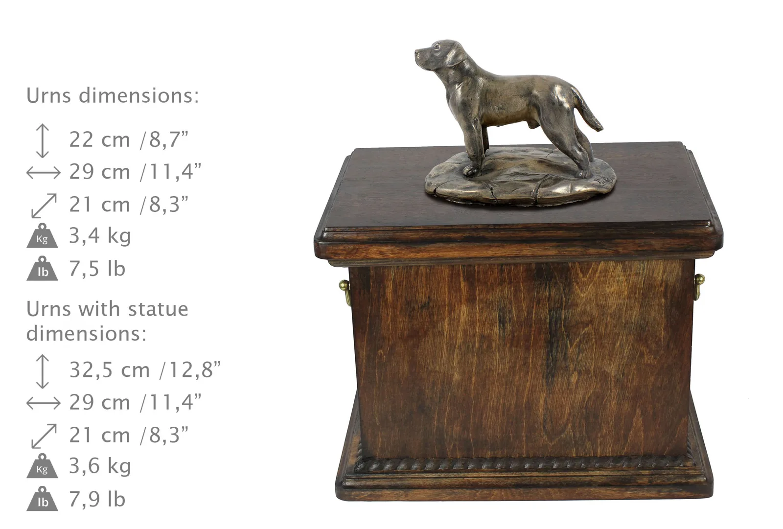 Elegante urn voor Labrador Retriever met beeldje in klassieke stijl — foto 3