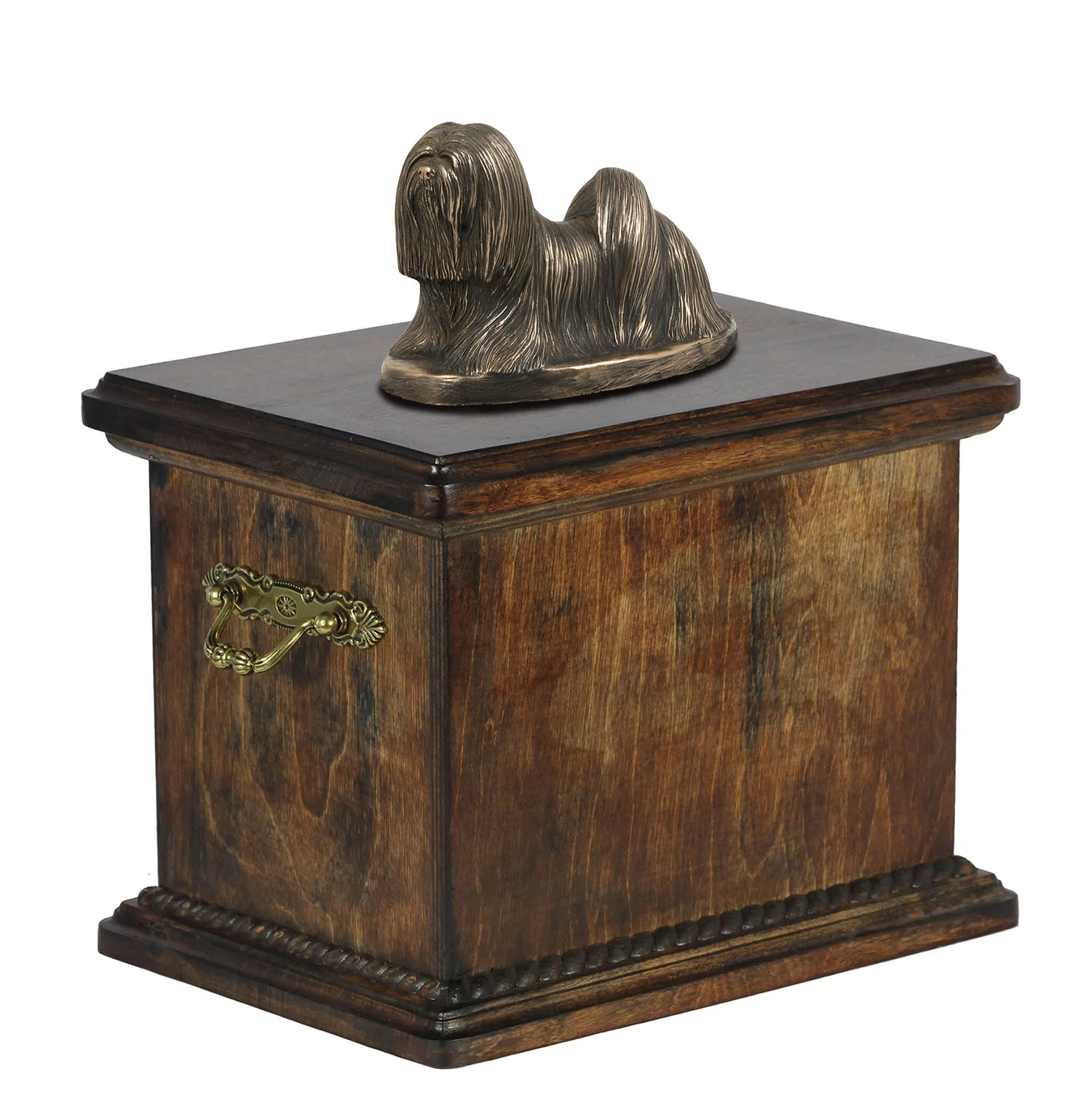 Elegante urn voor Lhasa Apso met beeldje in klassieke stijl