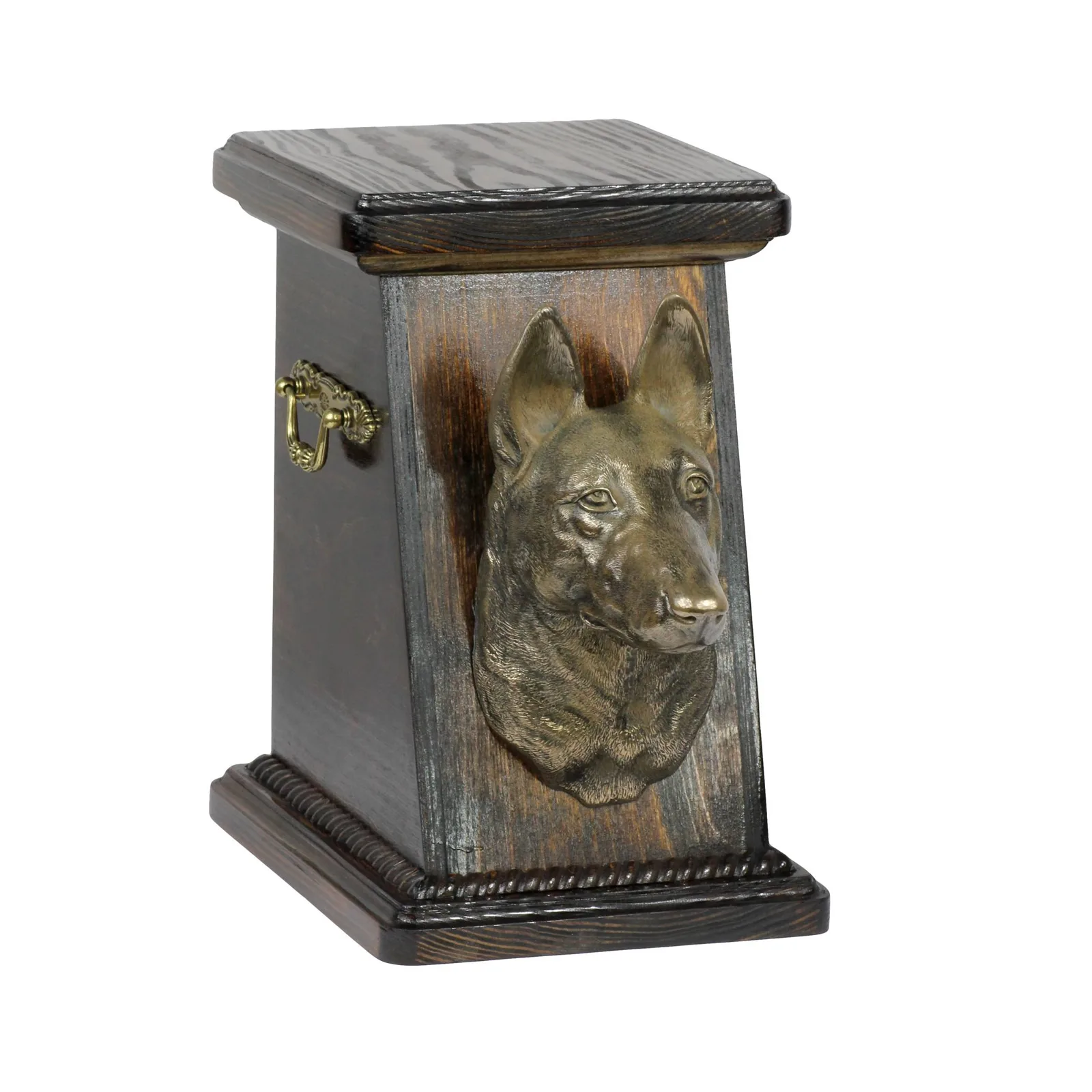 Elegante urn voor Malinois met hondenbuste ter nagedachtenis
